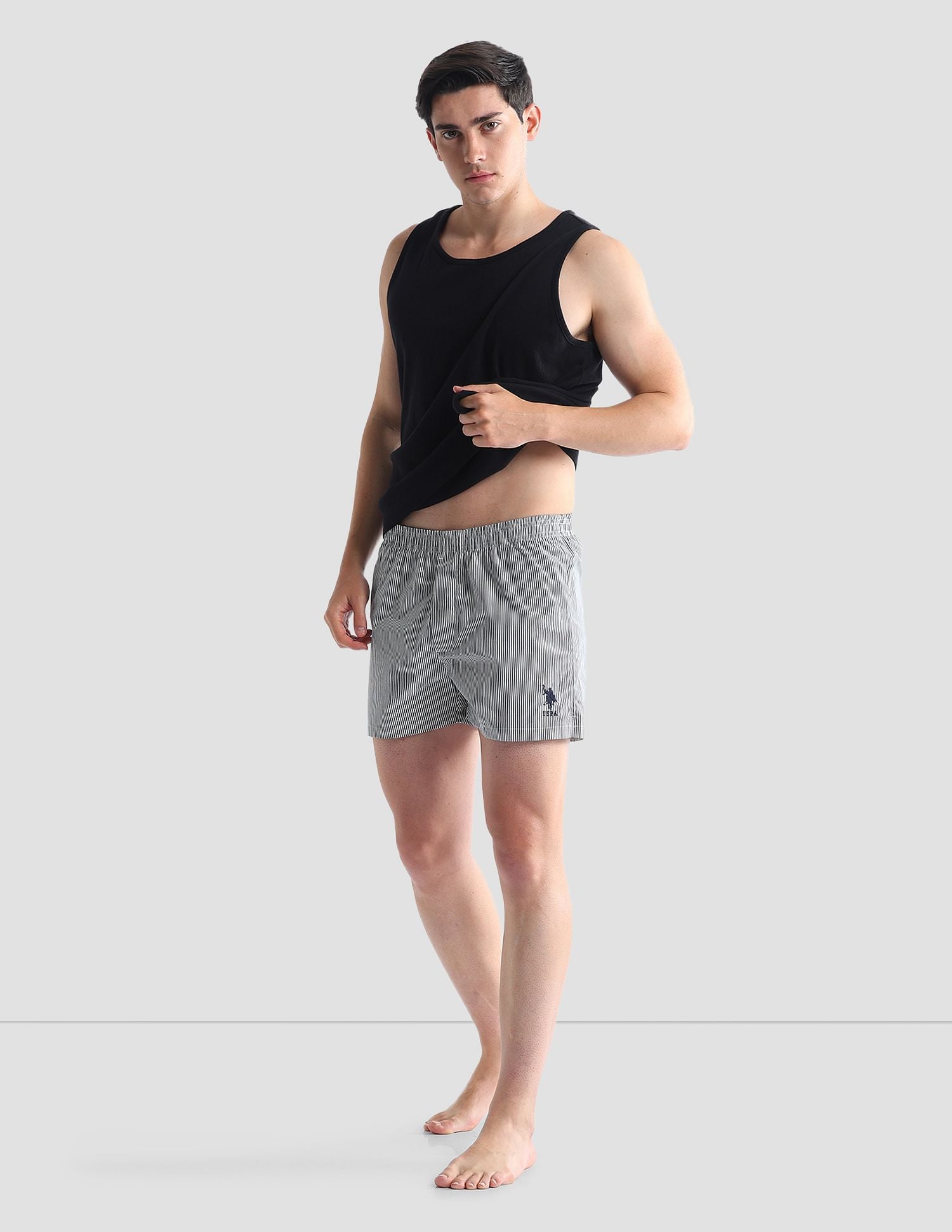 Pure Cotton EX004  Boxer Shorts - Pack of 1 Navy and White - U.S. POLO ASSN. | Large