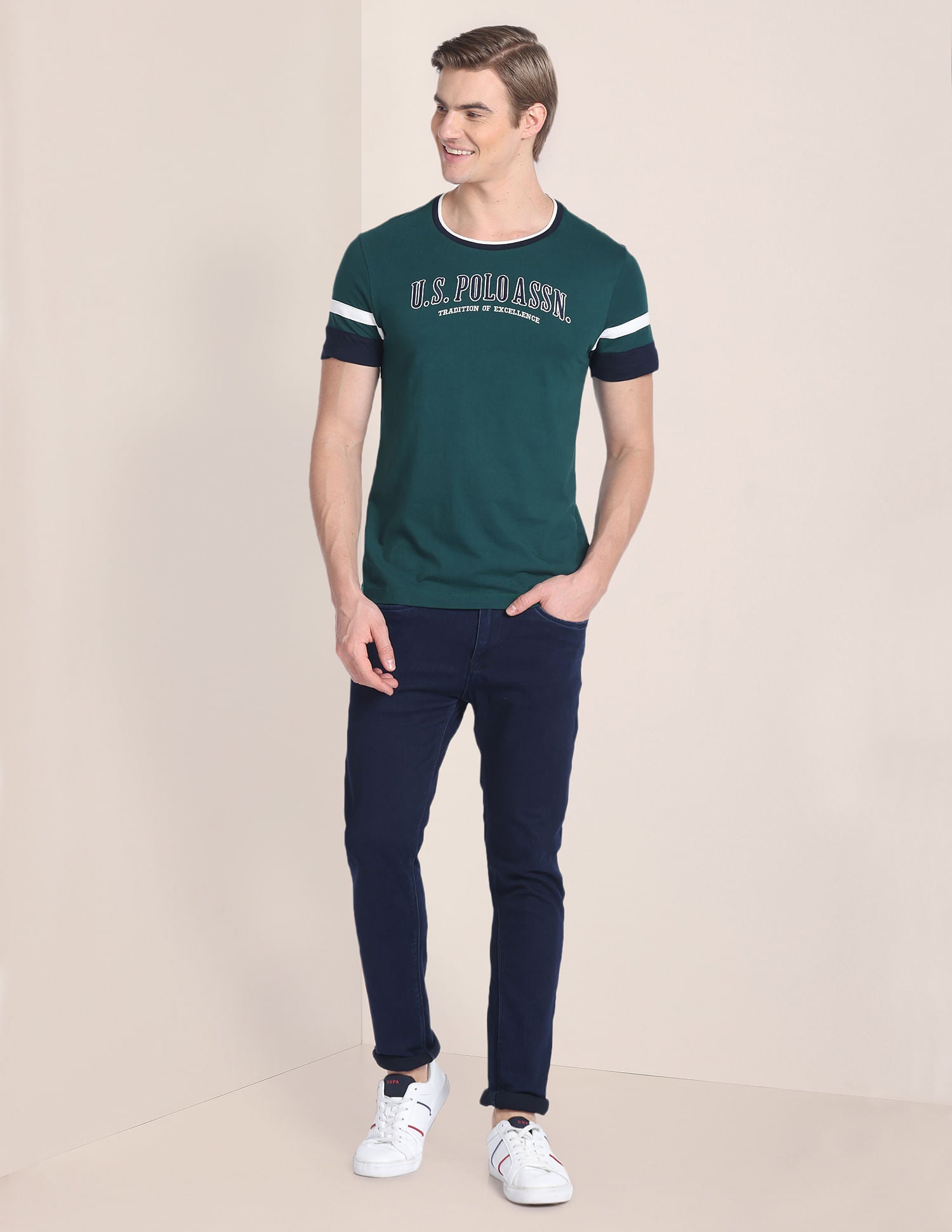 Embroidered Slim Fit T-Shirt Dark Olive - U.S. POLO ASSN. | Large