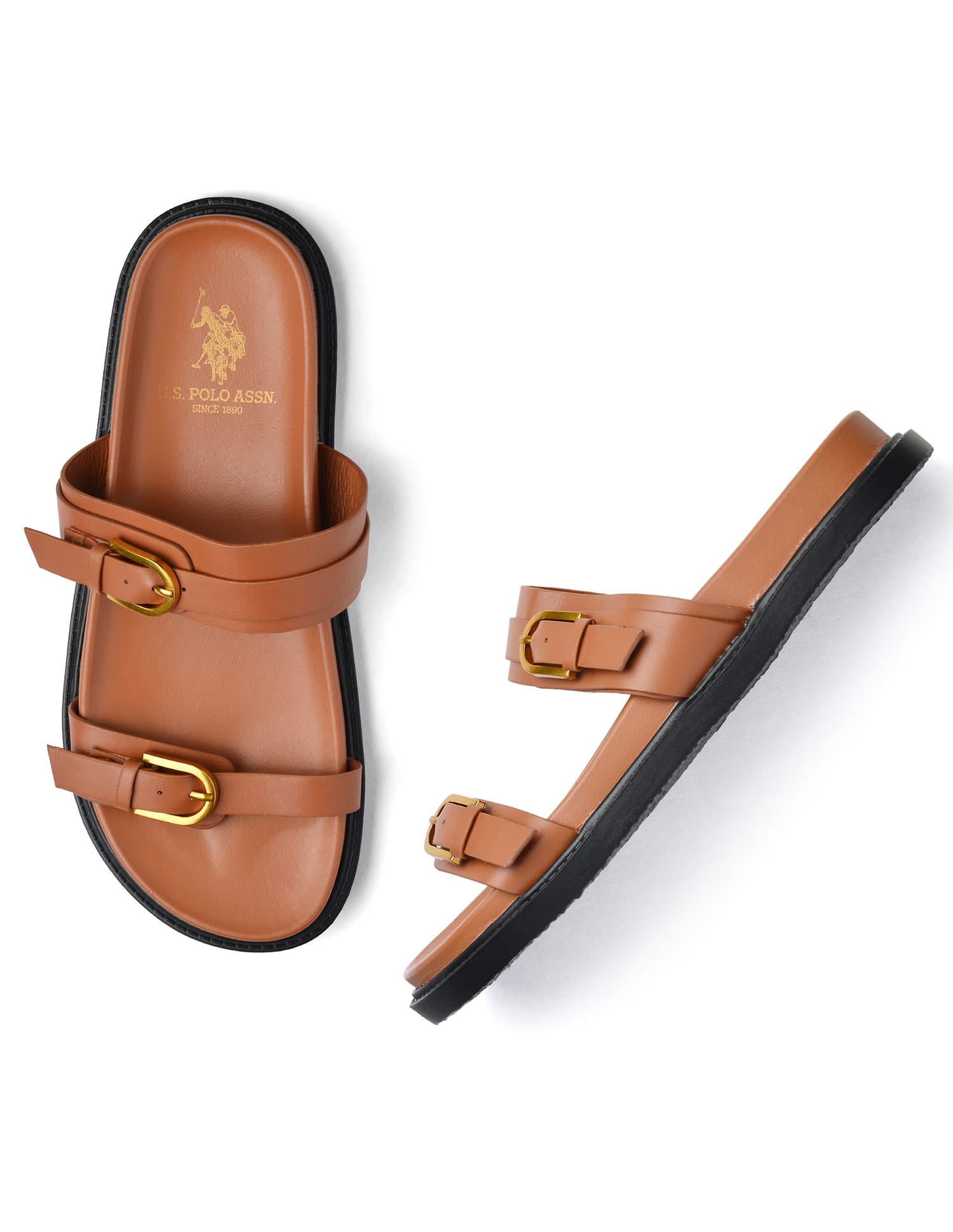 Textured Vincenza Slippers Tan - U.S. Polo Assn. India | Large