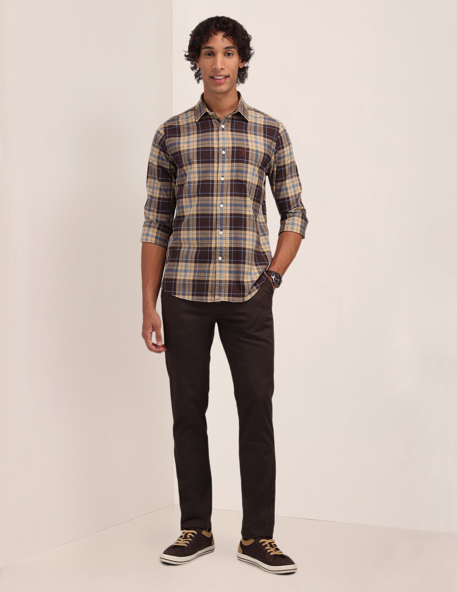 Plaid Checked Dobby Shirt Yellow - U.S. Polo Assn. India | Large