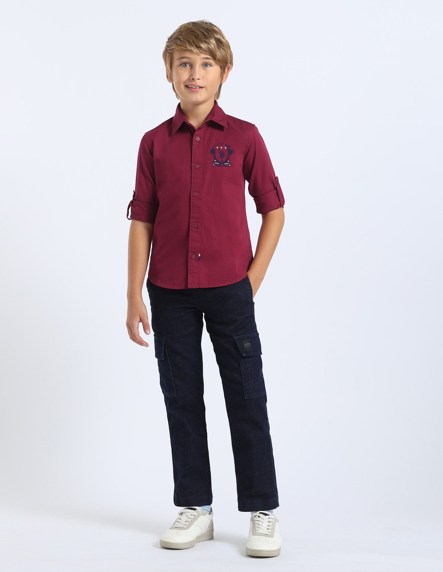 Boys Solid Regular Fit Shirt Red - U.S. POLO ASSN. | Large