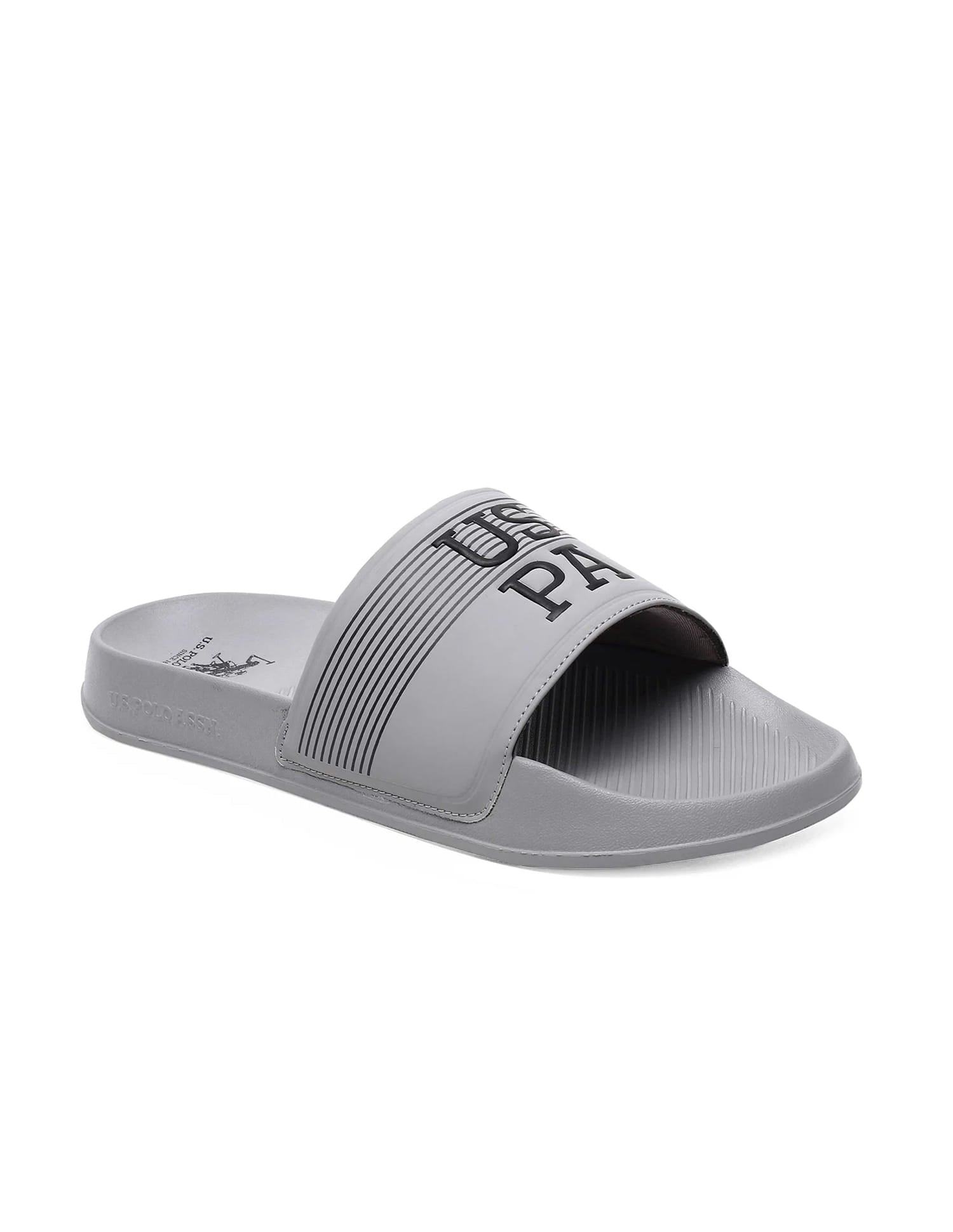 Men Brand Print Beesley 5.0 Slides Grey - U.S. Polo Assn. India | Large