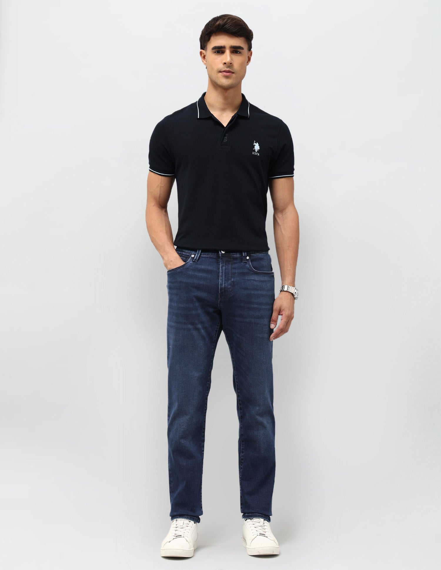 Brandon Slim Tapered Fit Blue Jeans Blue - U.S. POLO ASSN. | Large