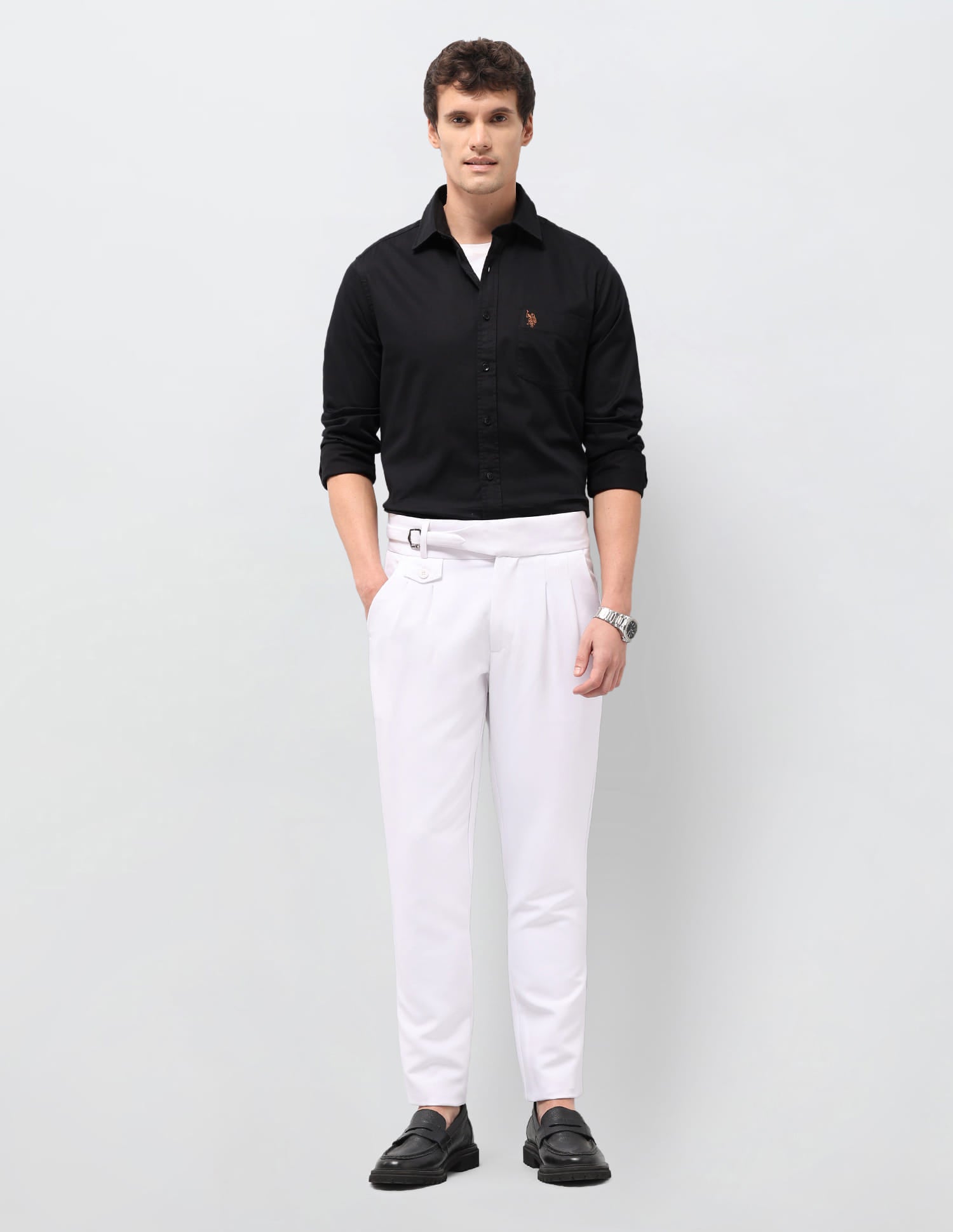 Solid Tailored Fit Shirt Black - U.S. Polo Assn. India | Large