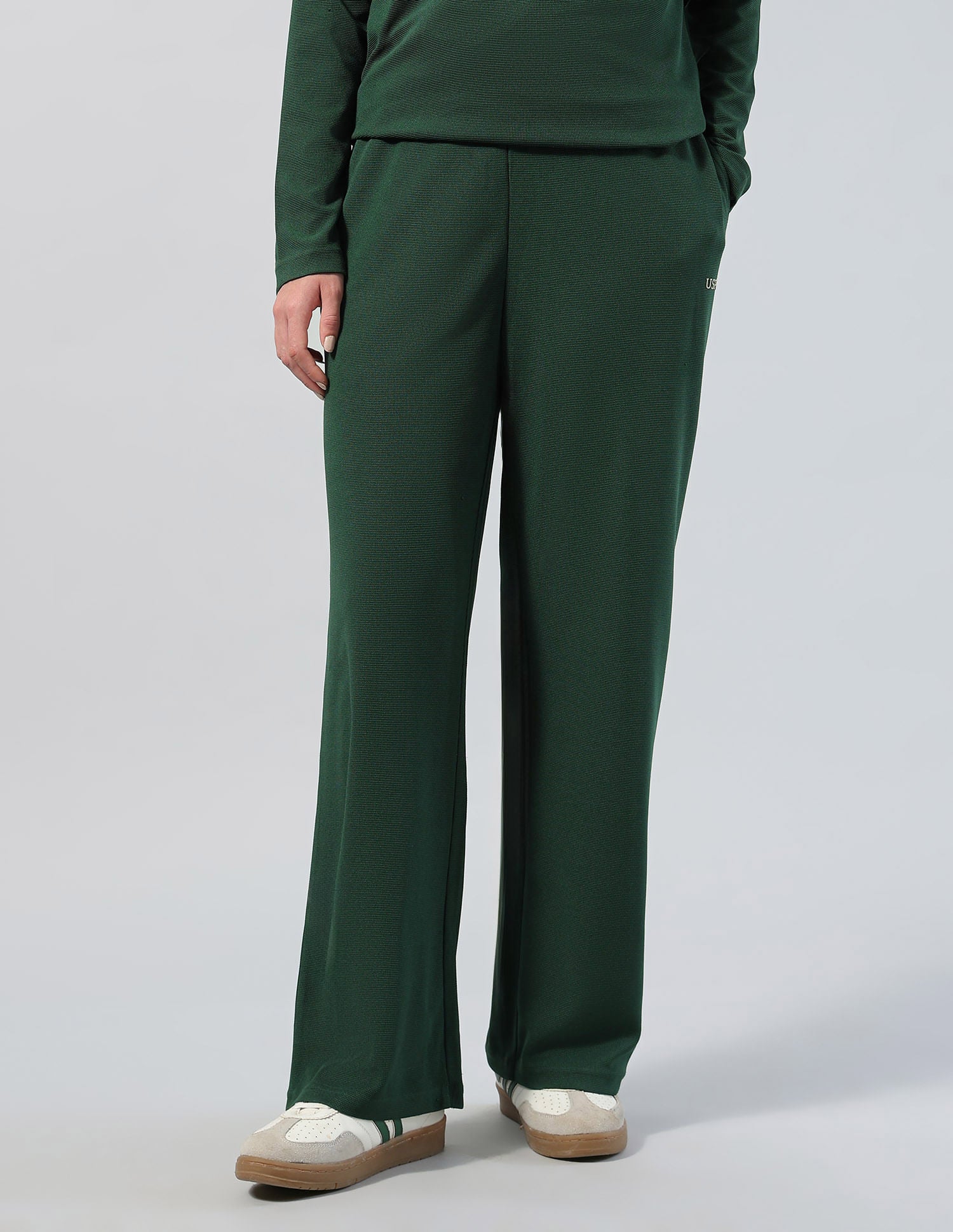 Textured Straight Fit Lounge Trousers Green - U.S. POLO ASSN. | Large