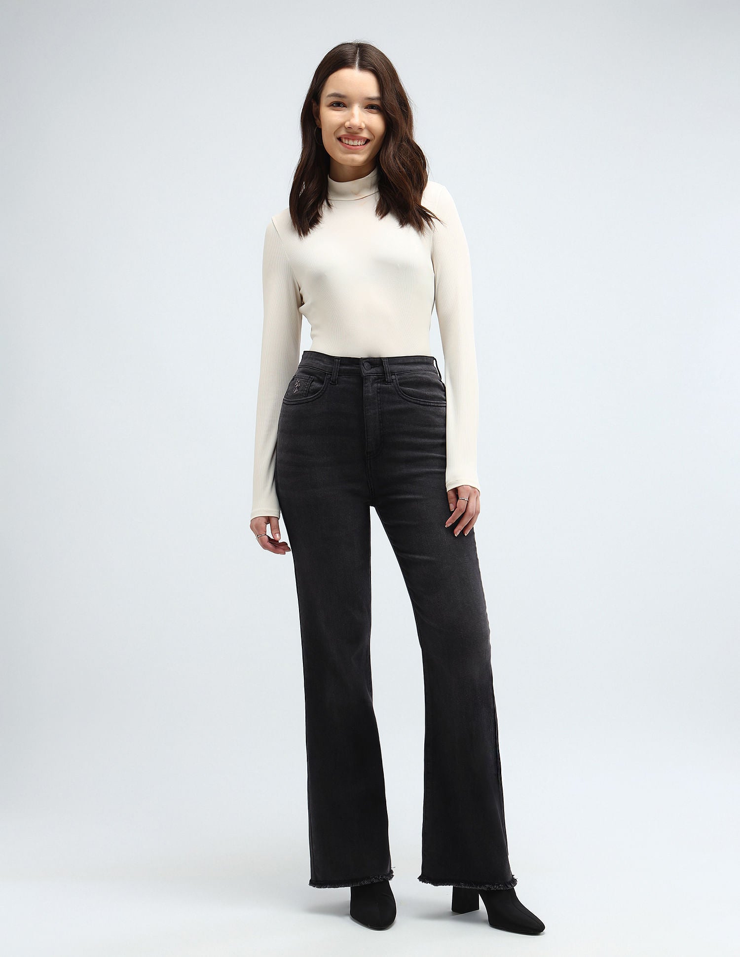 Ultra High Rise Bootcut Jeans Dark Grey - U.S. POLO ASSN. | Large