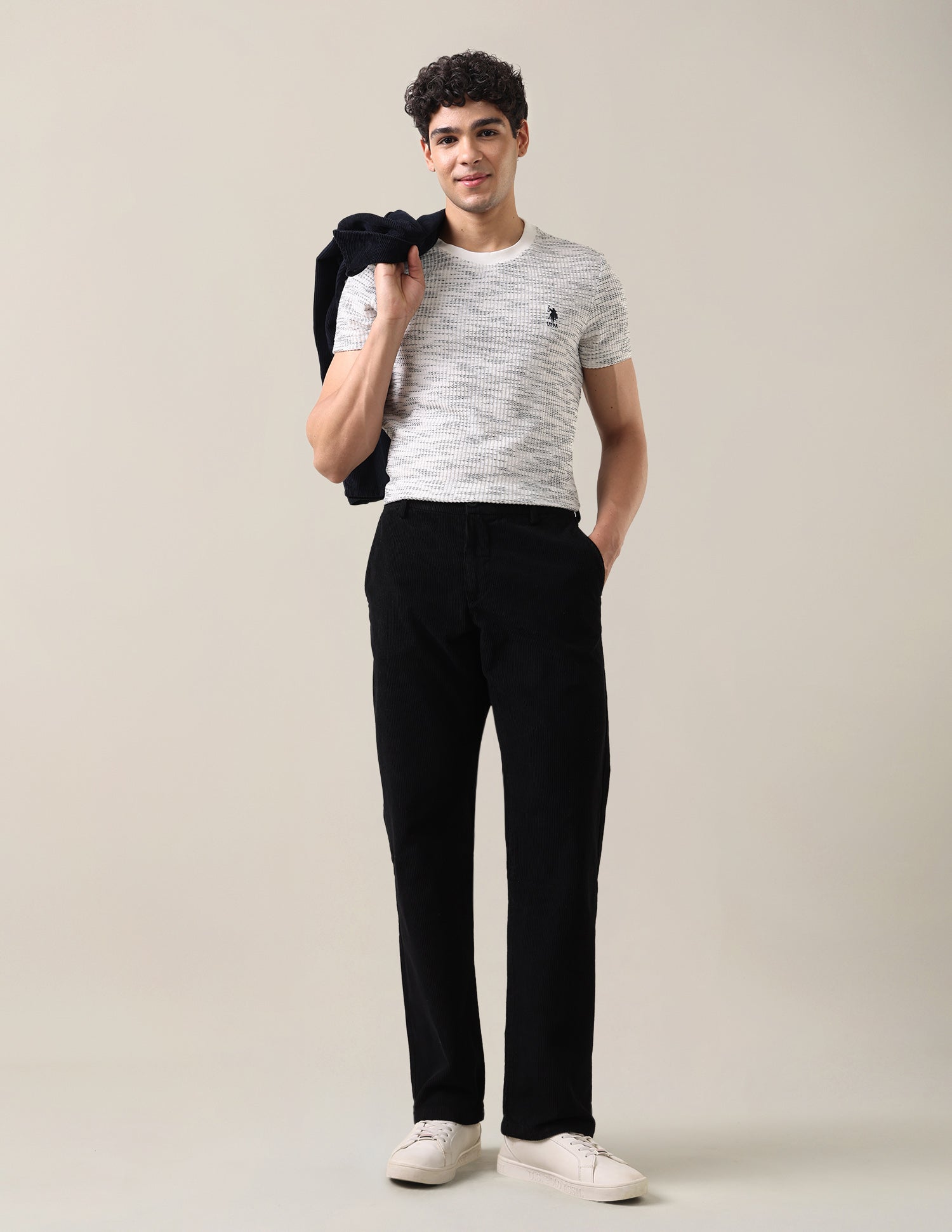 Corduroy	Riley Straight Fit Trousers Black - U.S. Polo Assn. India | Large