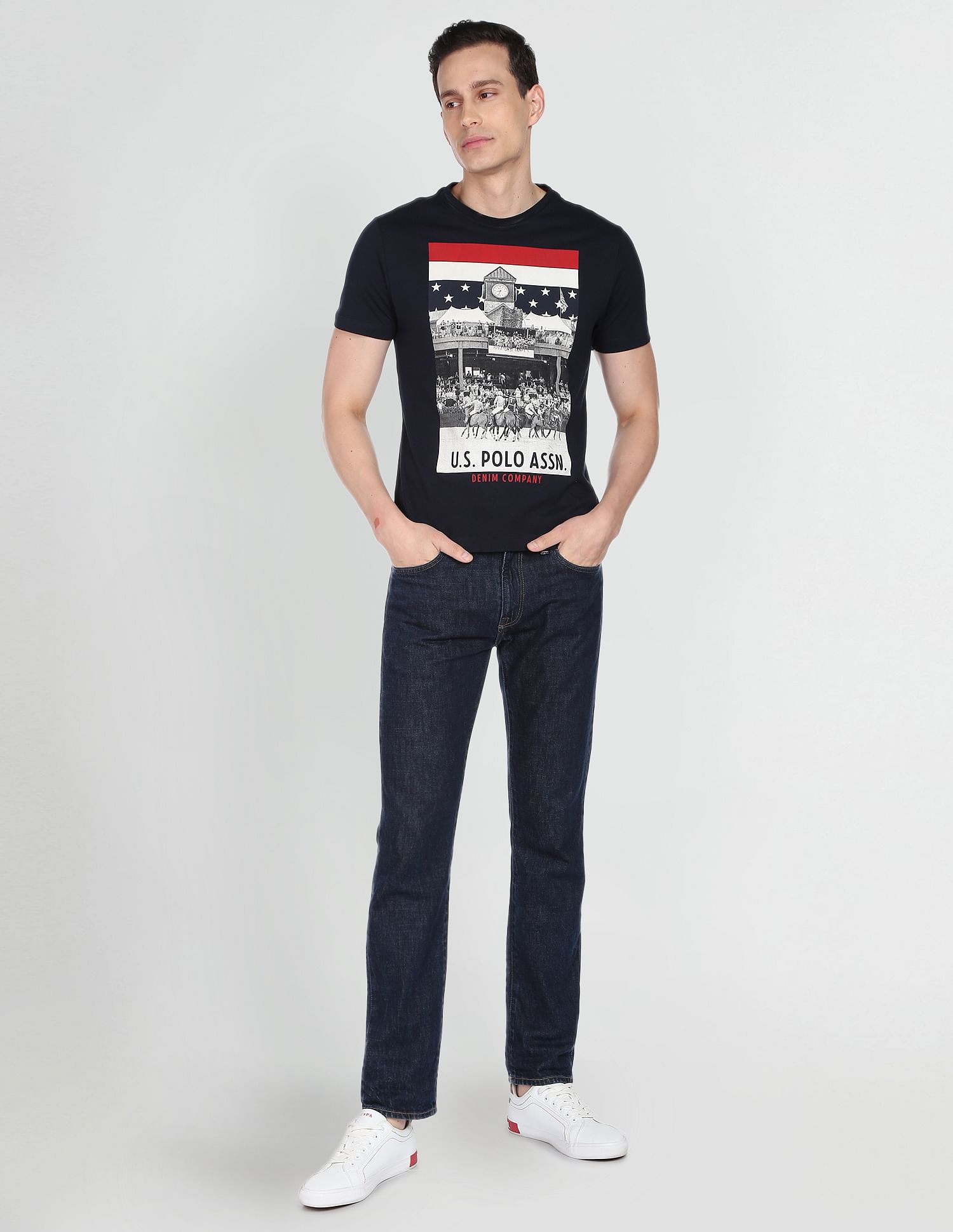 Graphic Print Cotton T-Shirt Navy - U.S. POLO ASSN. | Large