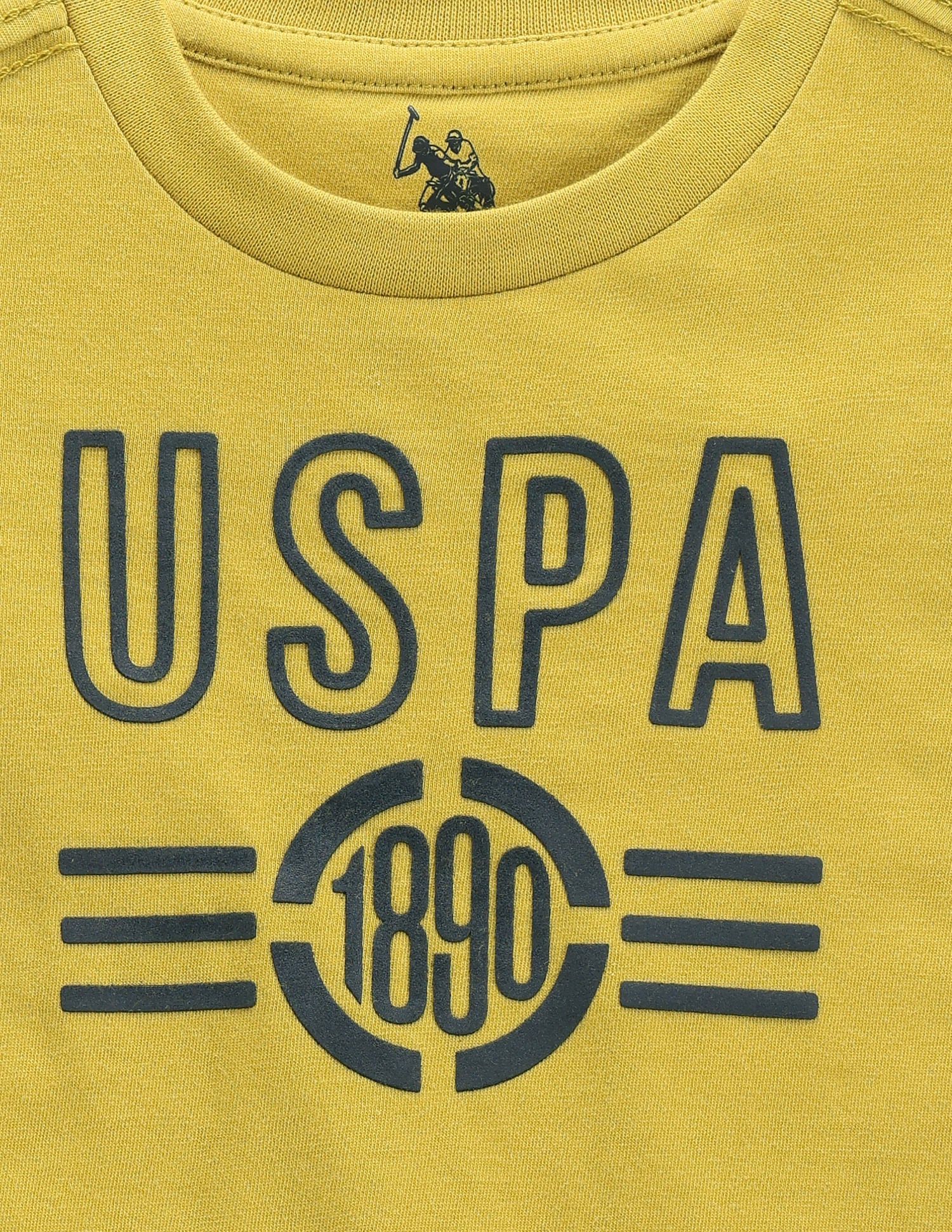 Boys Brand Print Cotton T-Shirt Yellow - U.S. POLO ASSN. | Large