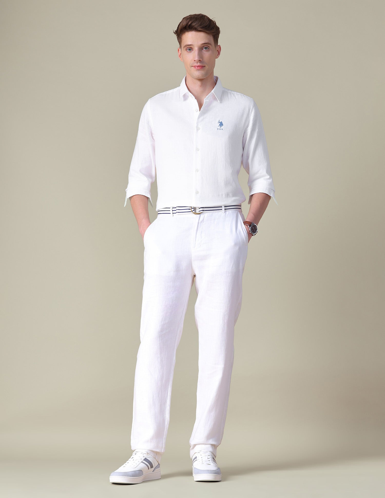 Dobby Regular Fit Shirt White - U.S. POLO ASSN. | Large