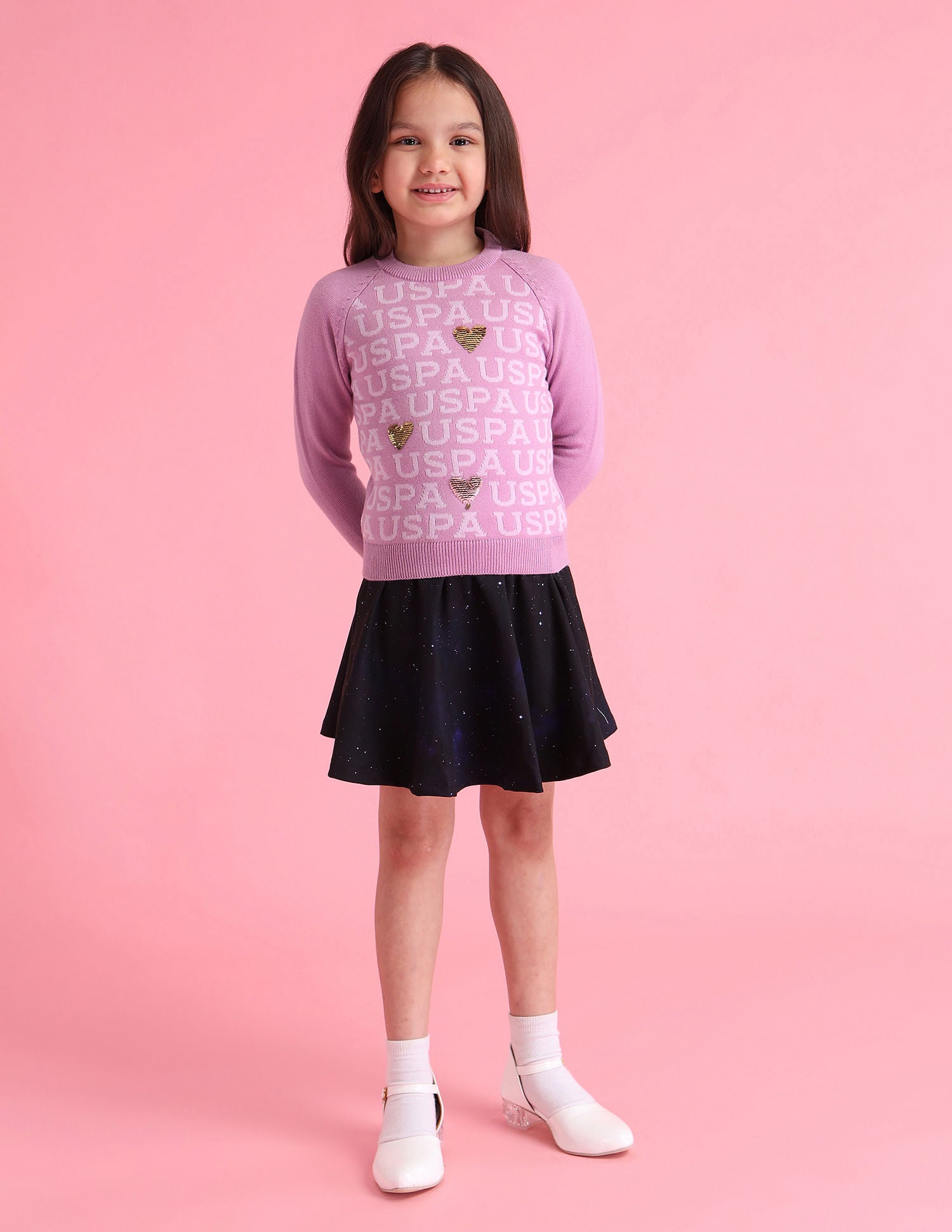 Girls Flip Sequence Sweater Bonbon Pink - U.S. POLO ASSN. | Large