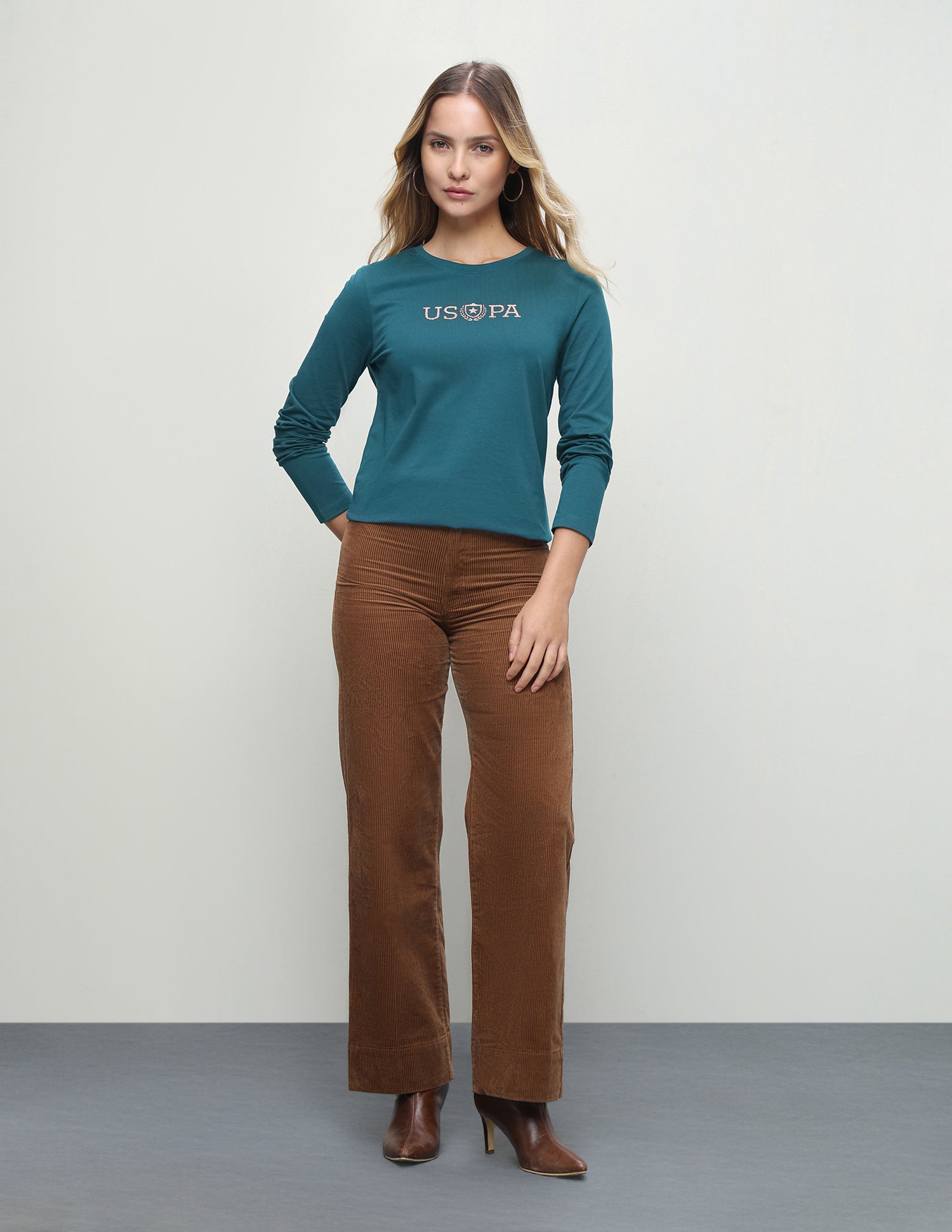 Brand Embossed Regular Fit T-Shirt Teal - U.S. Polo Assn. India | Large