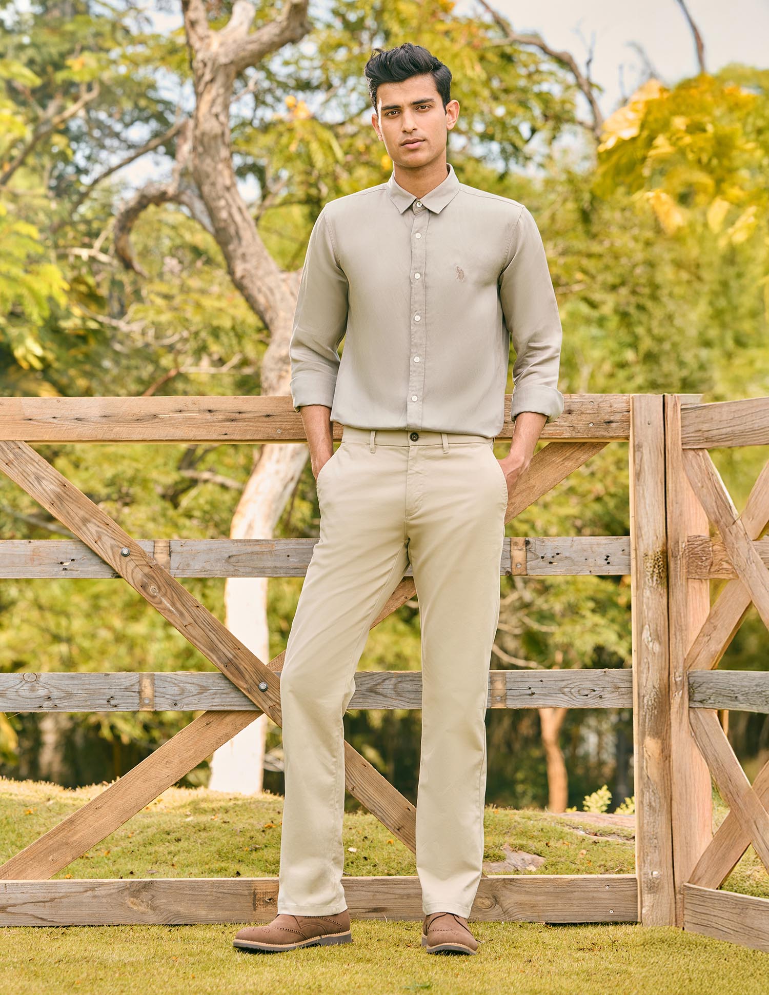 Pacho X Tailored Fit Twill Shirt Grey - U.S. POLO ASSN. | Large