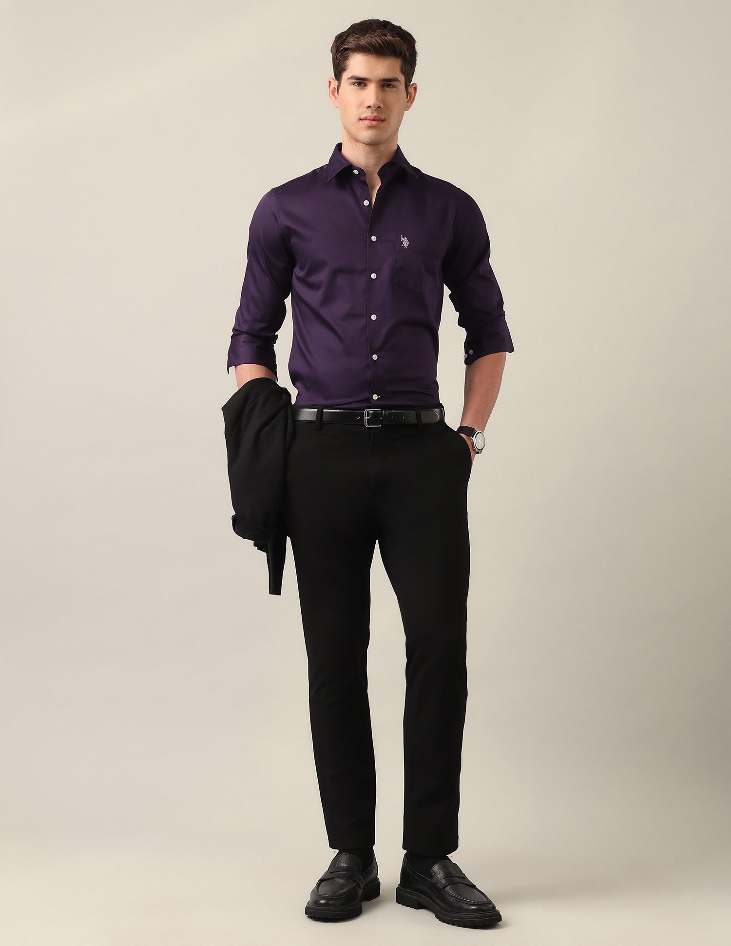 Satin Tailored Fit Shirt Wine - U.S. Polo Assn. India | Large