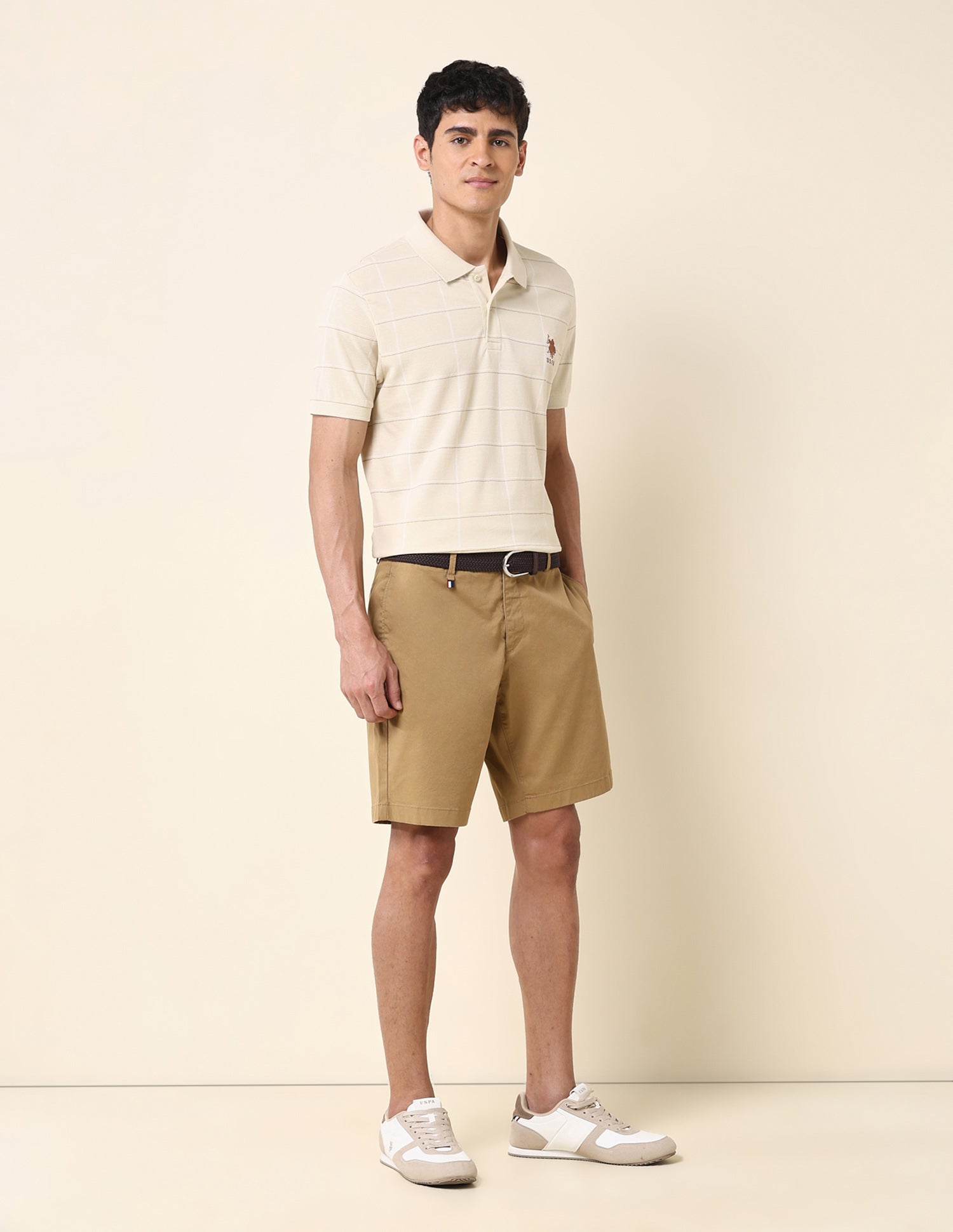 All Over Printed Classic Polo Shirt Beige - U.S. Polo Assn. India | Large