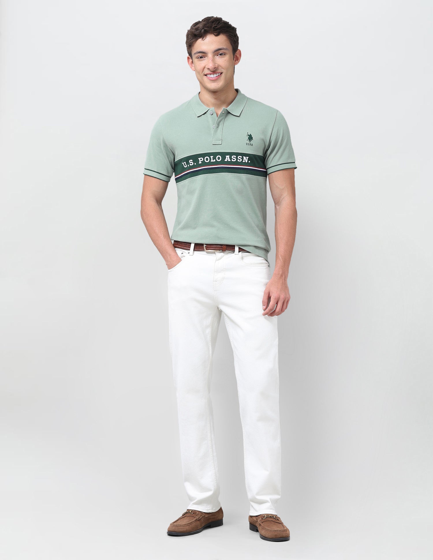 Brand Embroidered Regular Fit Polo Shirt Light Green - U.S. Polo Assn. India | Large