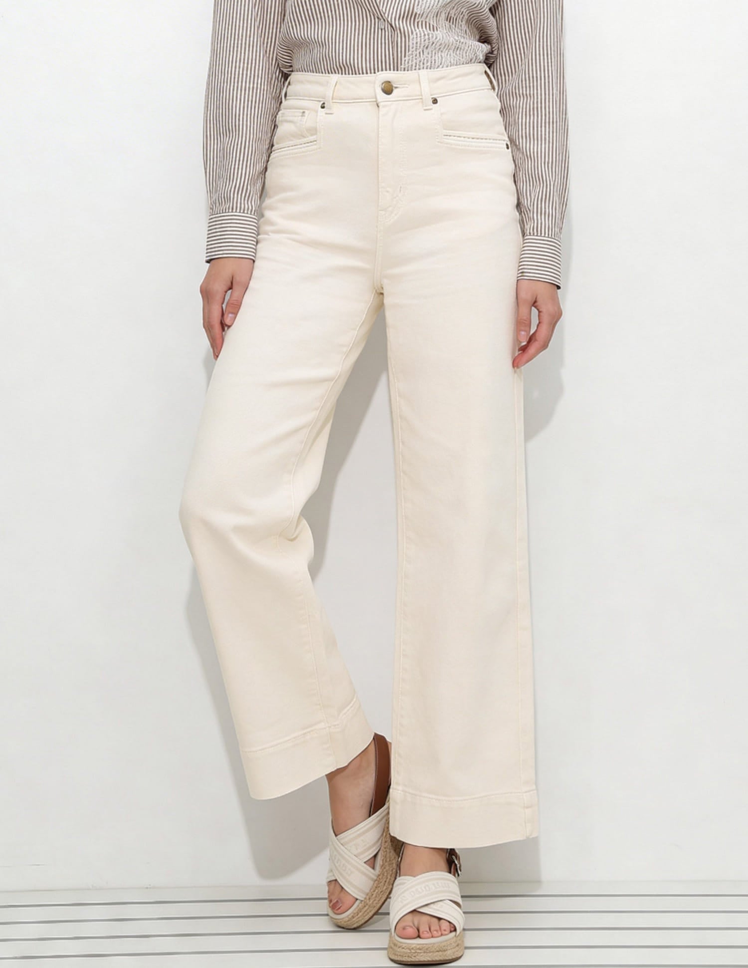 High Rise Wide Leg Fit Jeans White - U.S. Polo Assn. India | Large