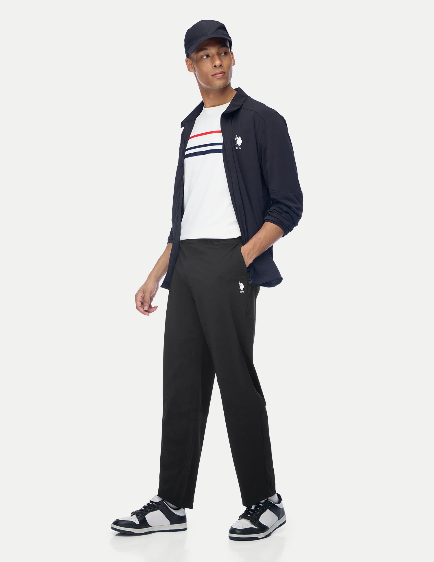 Mid Rise Regular Fit Active Track Pants Black - U.S. Polo Assn. India | Large
