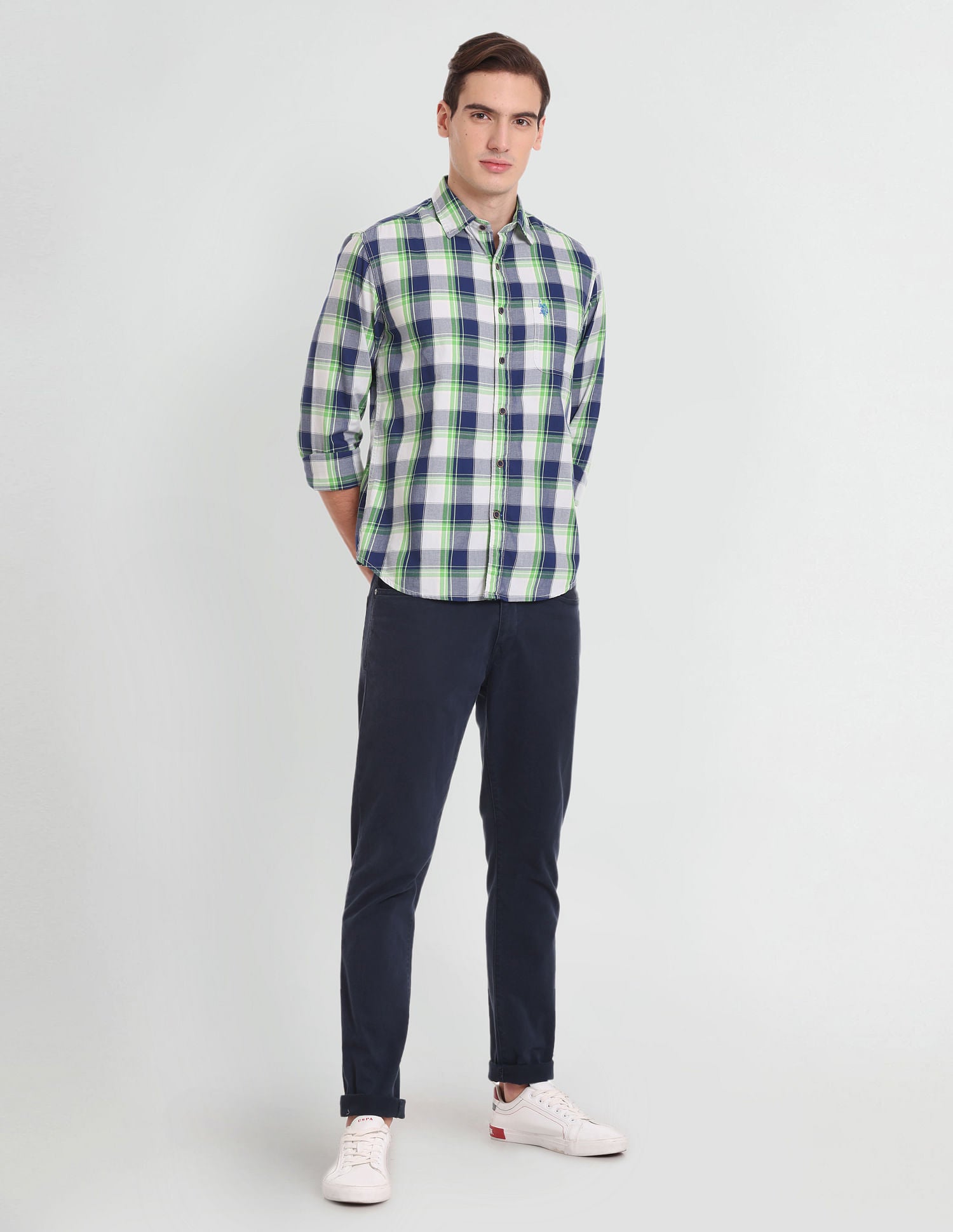 Outdoor Check Twill Shirt Green - U.S. Polo Assn. India | Large