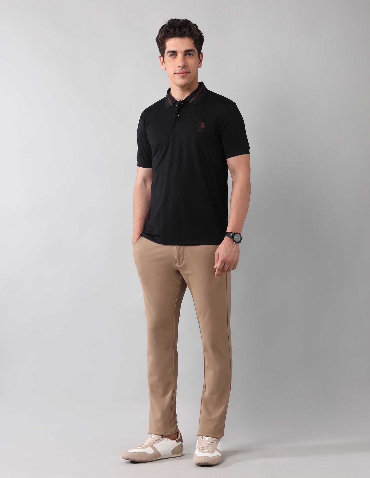 Solid Black Label Polo Shirt Black - U.S. Polo Assn. India | Large