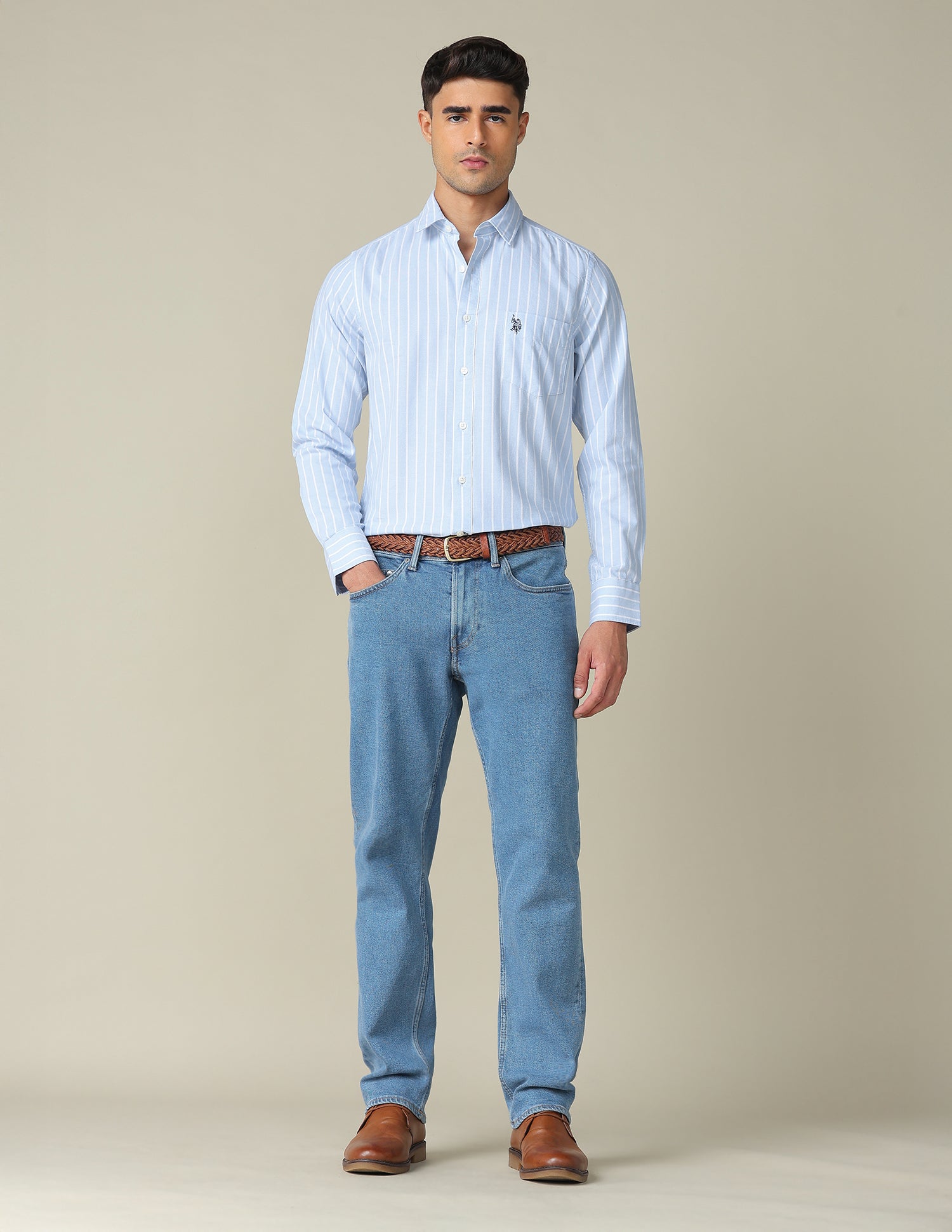 Vertical Striped Tailored Fit Shirt Blue - U.S. POLO ASSN. | Large