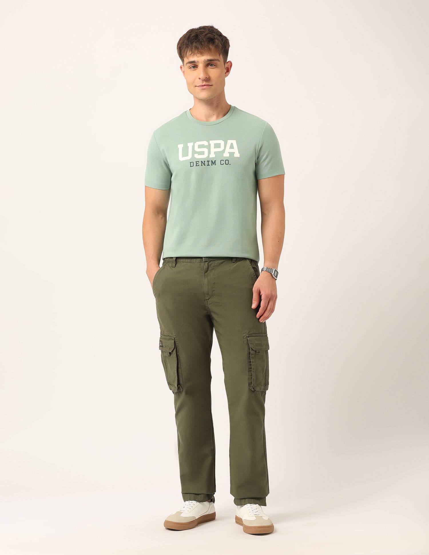 Brand Printed Muscle Fit T-Shirt Green - U.S. Polo Assn. India | Large