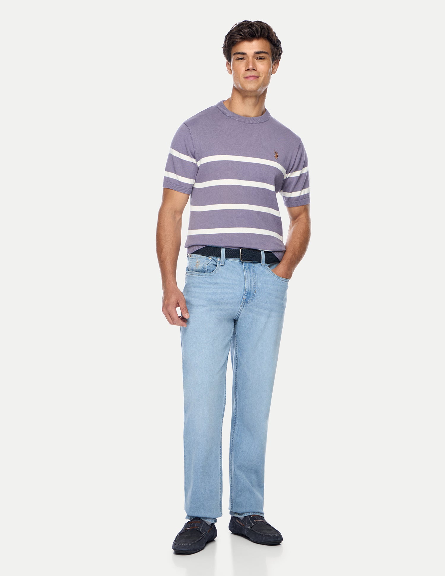 Horizontal Striped Regular Fit Sweater Purple - U.S. Polo Assn. India | Large