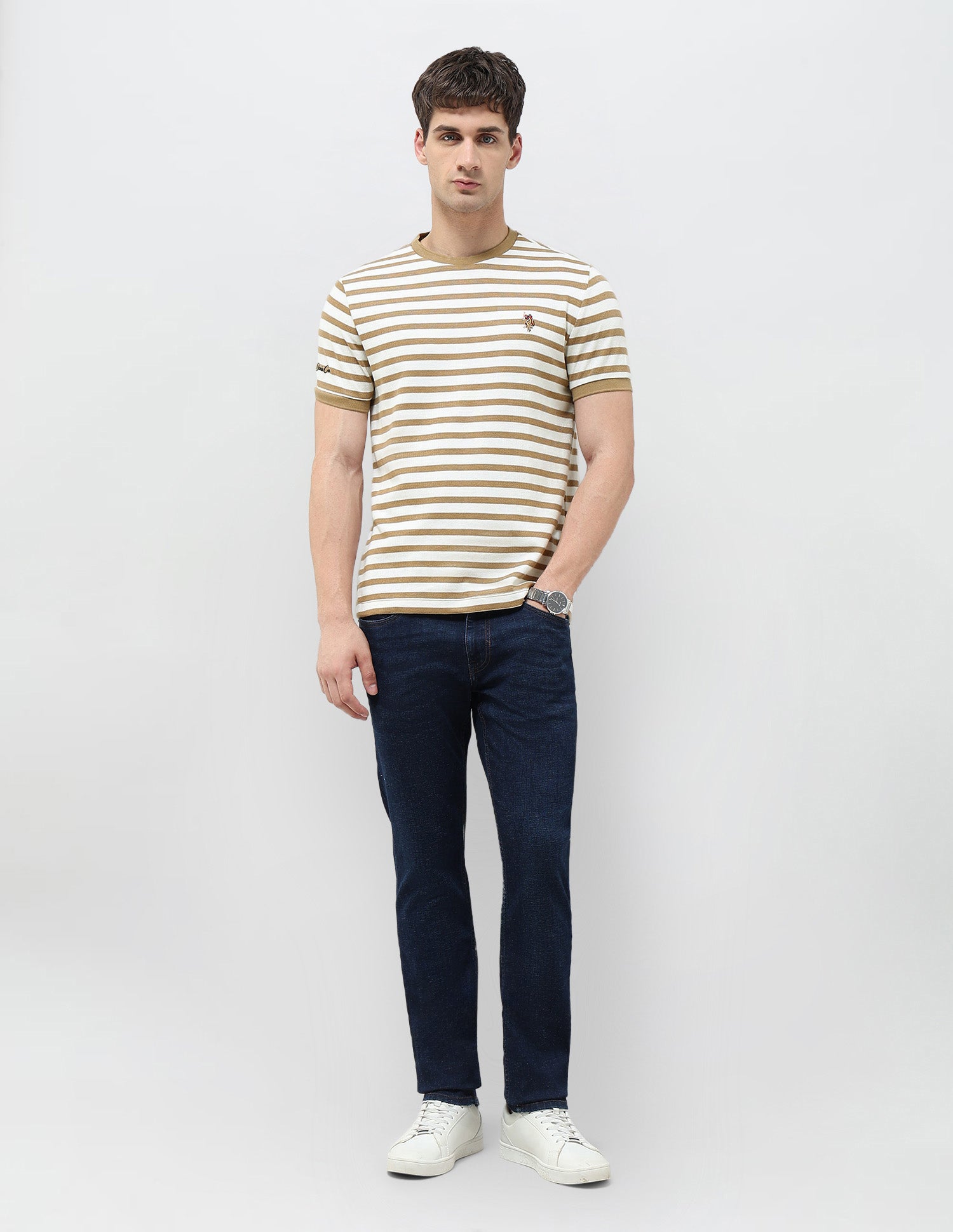 Horizontal Striped Denim Legacy T-Shirt Khaki - U.S. POLO ASSN. | Large