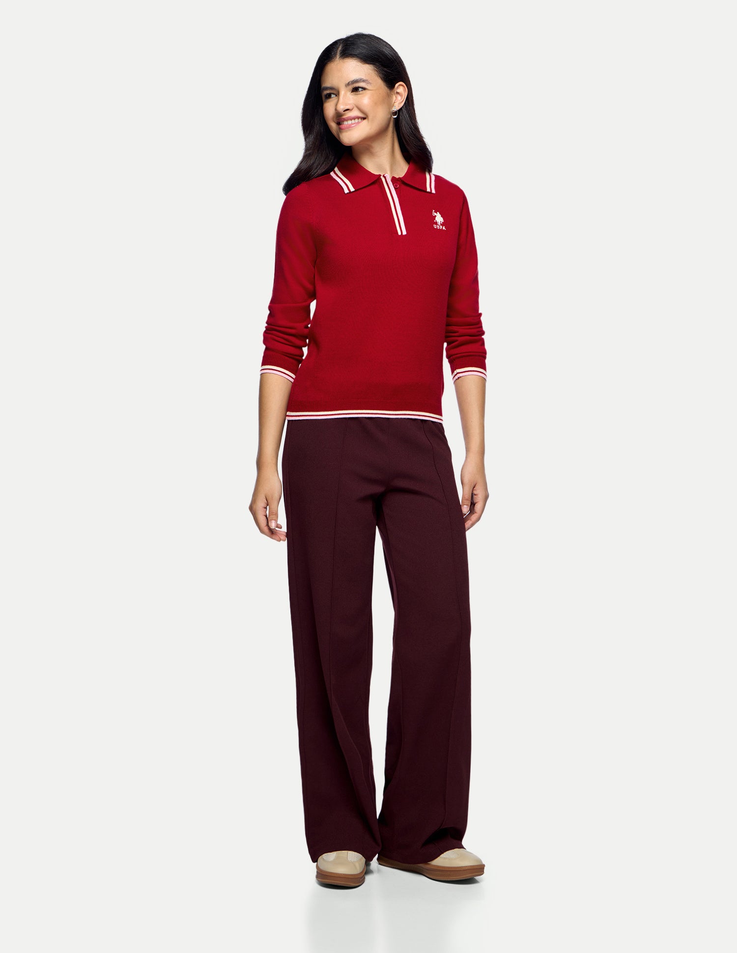 Solid Regular Fit Sweater Red - U.S. Polo Assn. India | Large