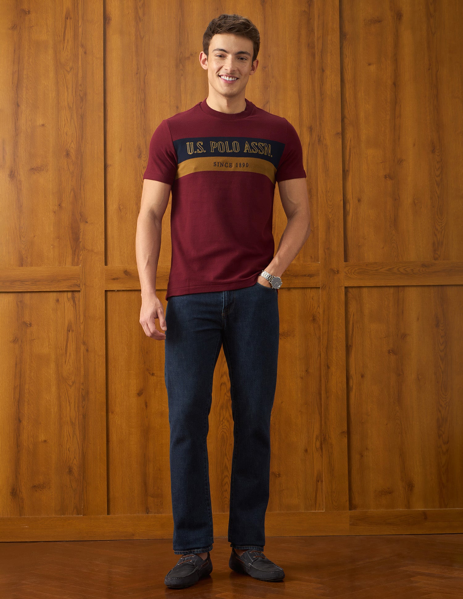 Brand Embroidered Slim Fit T-Shirt Maroon - U.S. Polo Assn. India | Large