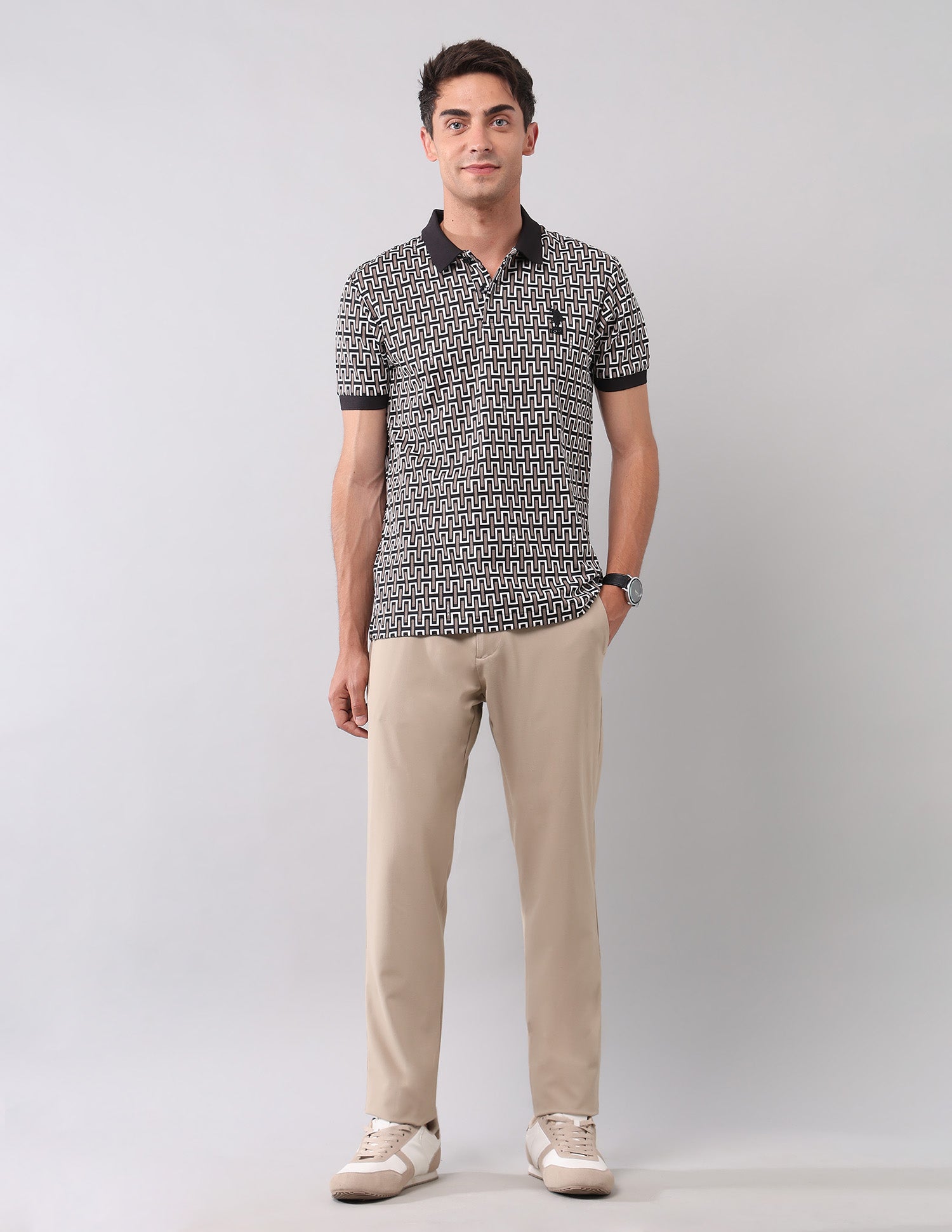 Geometric Printed Muscle Fit Polo Shirt Black - U.S. Polo Assn. India | Large