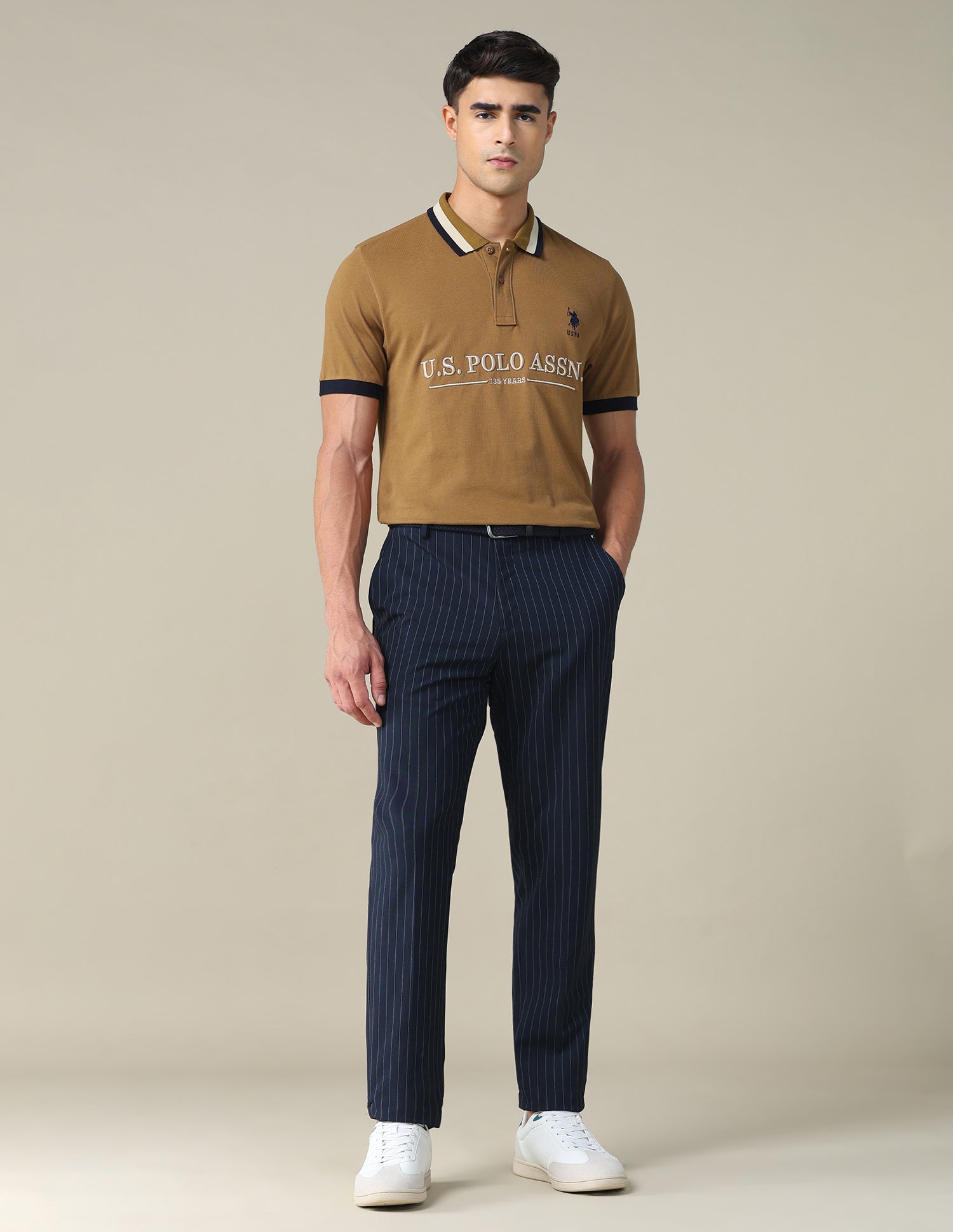 Brand Embroidered Regular Fit Polo Shirt Light Beige - U.S. POLO ASSN. | Large