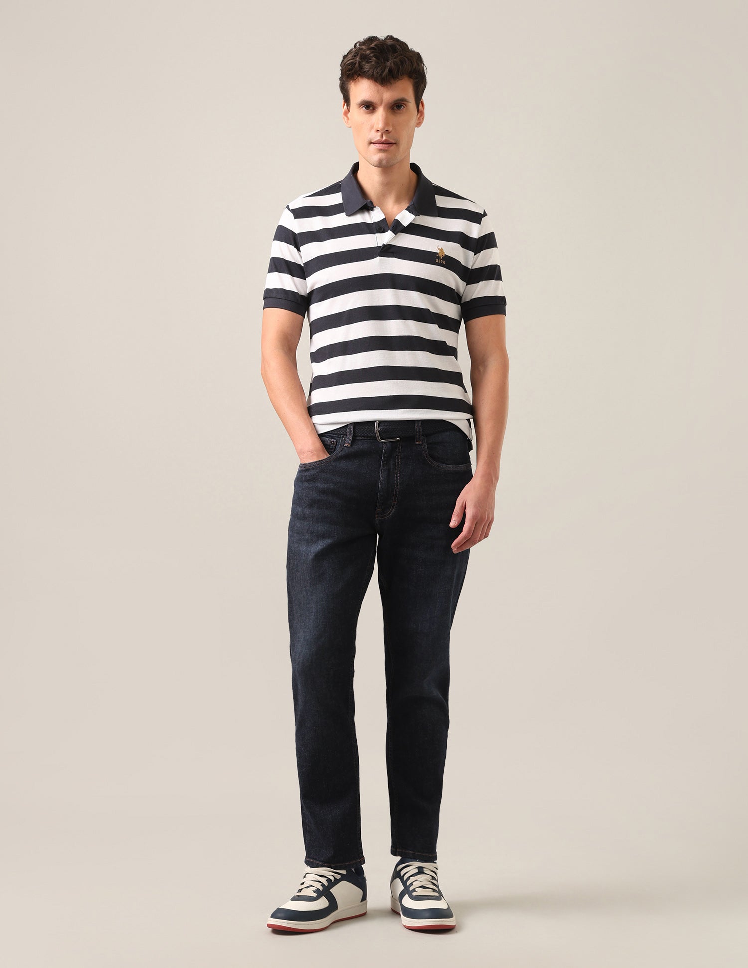Cole Comfort Cropped Fit Blue Jeans Blue - U.S. Polo Assn. India | Large