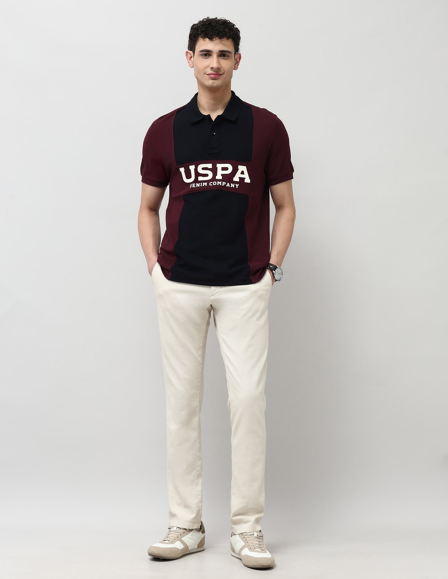 Colorblocked Regular Fit Polo Shirt Maroon - U.S. POLO ASSN. | Large