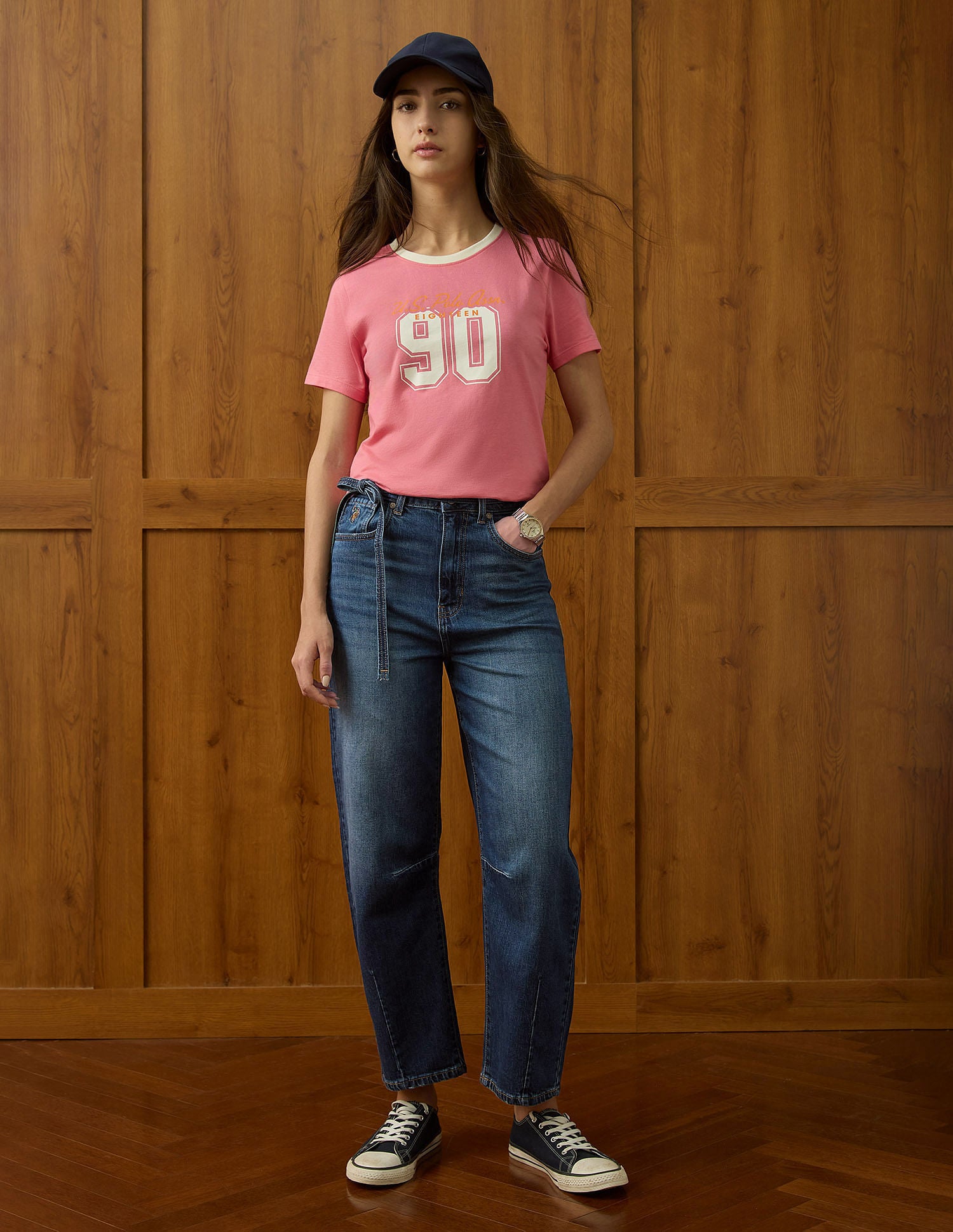 Mid Rise Barrel Fit Jeans Dark Blue - U.S. POLO ASSN. | Large