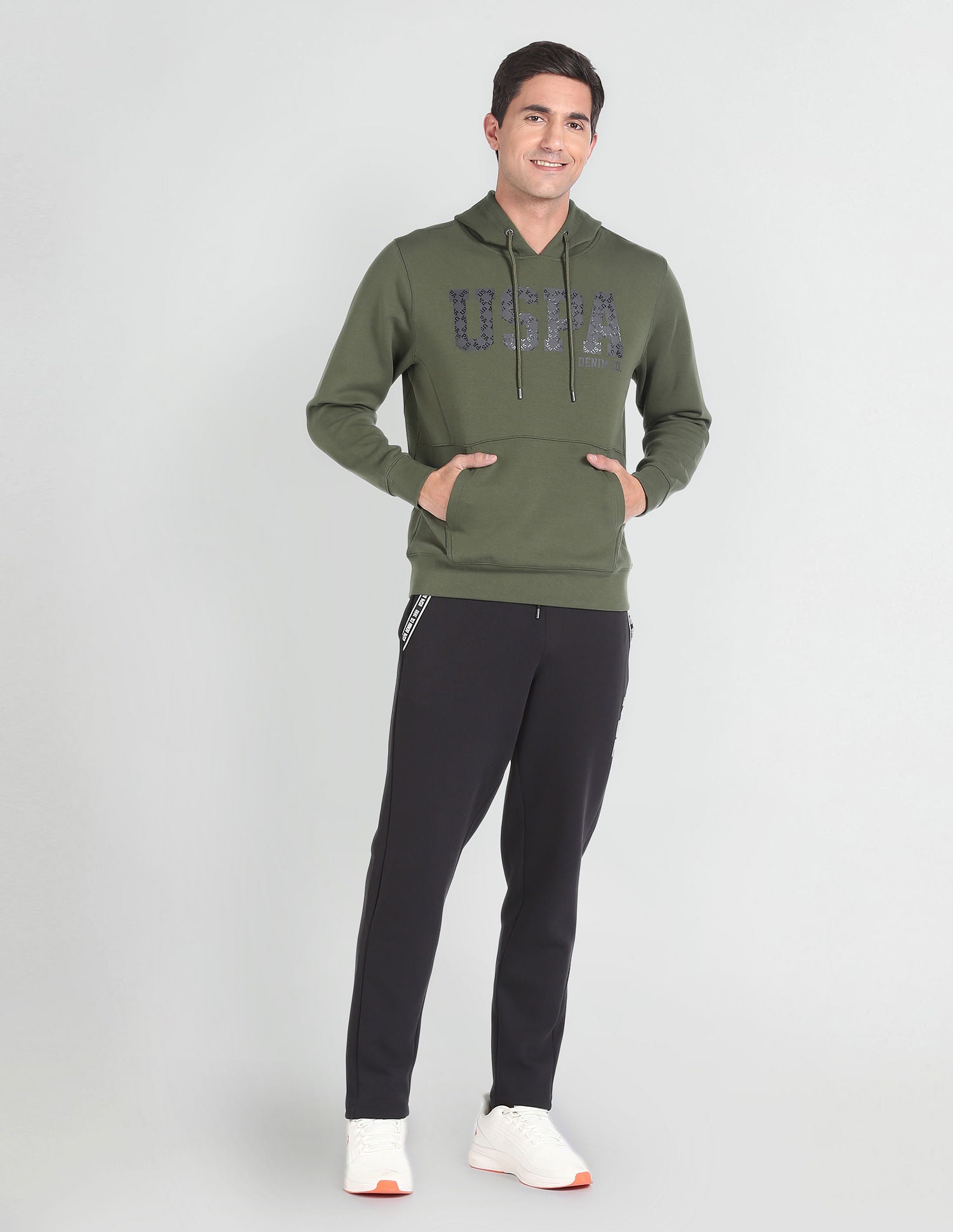 Brand Print Hooded Sweatshirt Olive - U.S. POLO ASSN. | Large