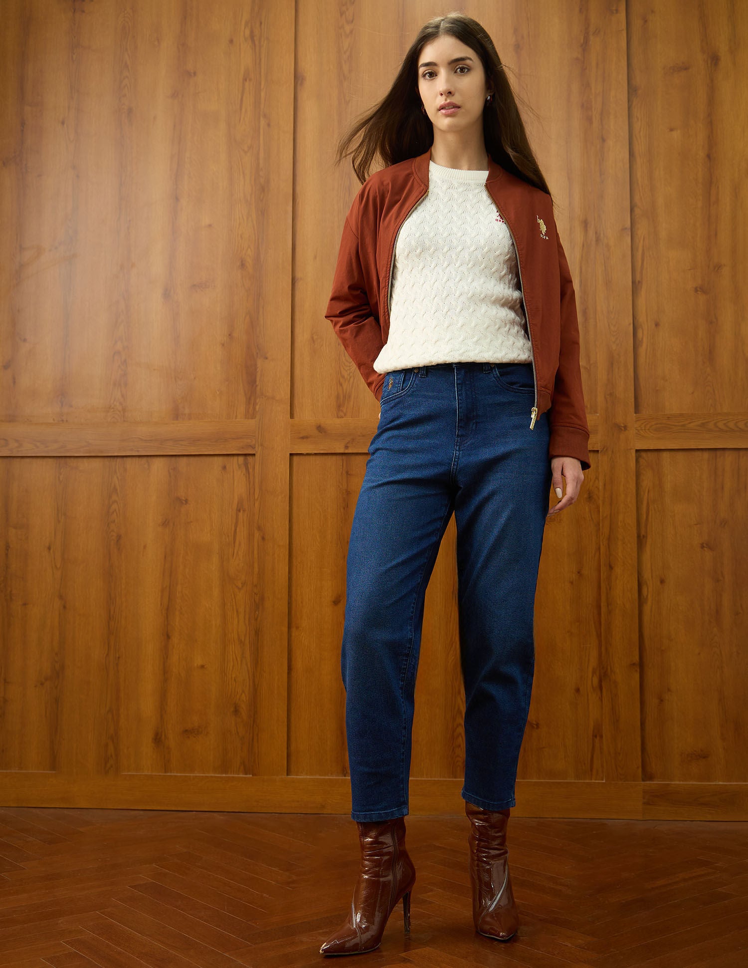 High Rise Carrot Fit Jeans Blue - U.S. POLO ASSN. | Large