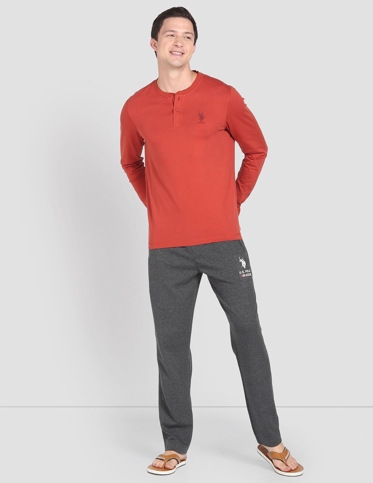 Henley Neck Solid I694 Lounge T-Shirt - Pack Of 1 Cinnabar - U.S. POLO ASSN. | Large