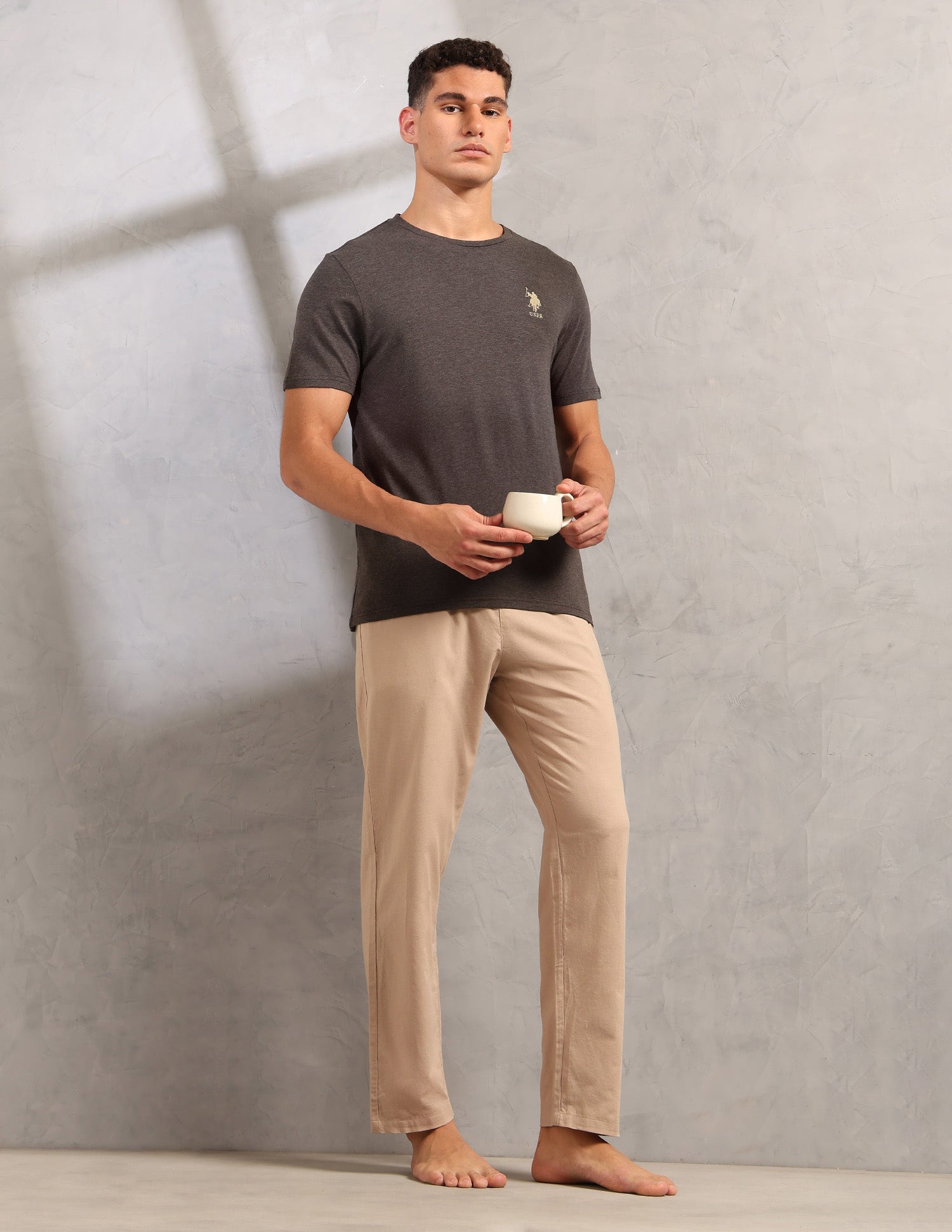 Antibacterial Comfort Fit Pe003 Lounge T-Shirt - Pack Of 1 Dark Brown Melange - U.S. POLO ASSN. | Large