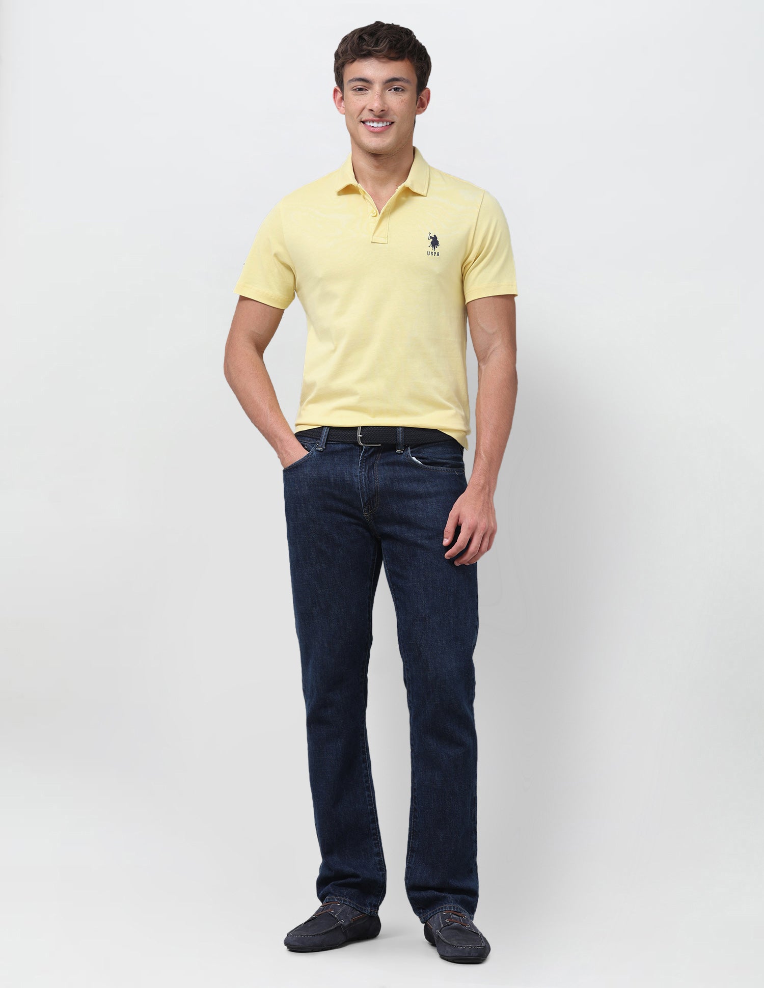 Solid Slim Fit Polo Shirt Yellow - U.S. Polo Assn. India | Large