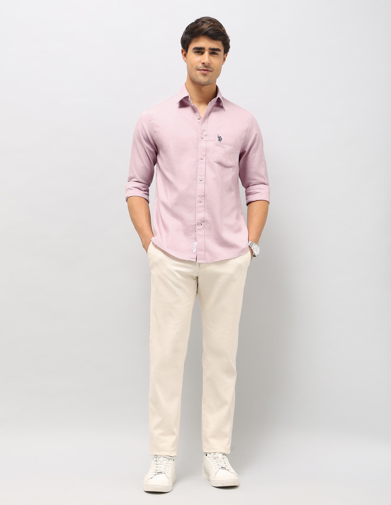 Dobby Tailored Fit Shirt Pink - U.S. Polo Assn. India | Large