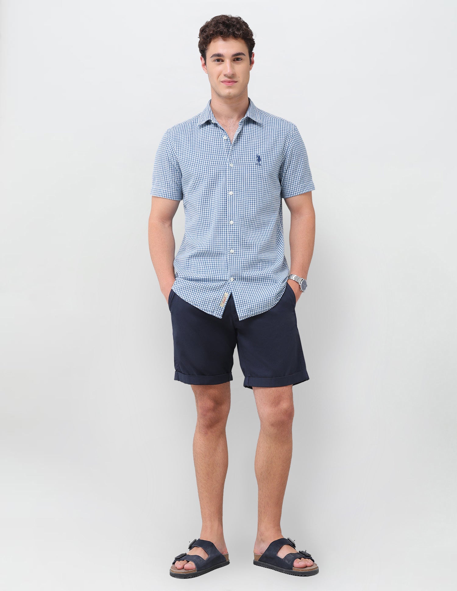 Gingham Checked Regular Fit Shirt Indigo - U.S. Polo Assn. India | Large