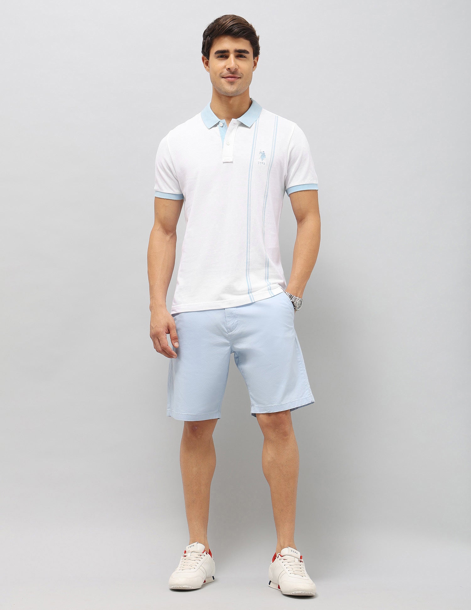 Vertical Striped Slim Fit Polo Shirt White - U.S. Polo Assn. India | Large