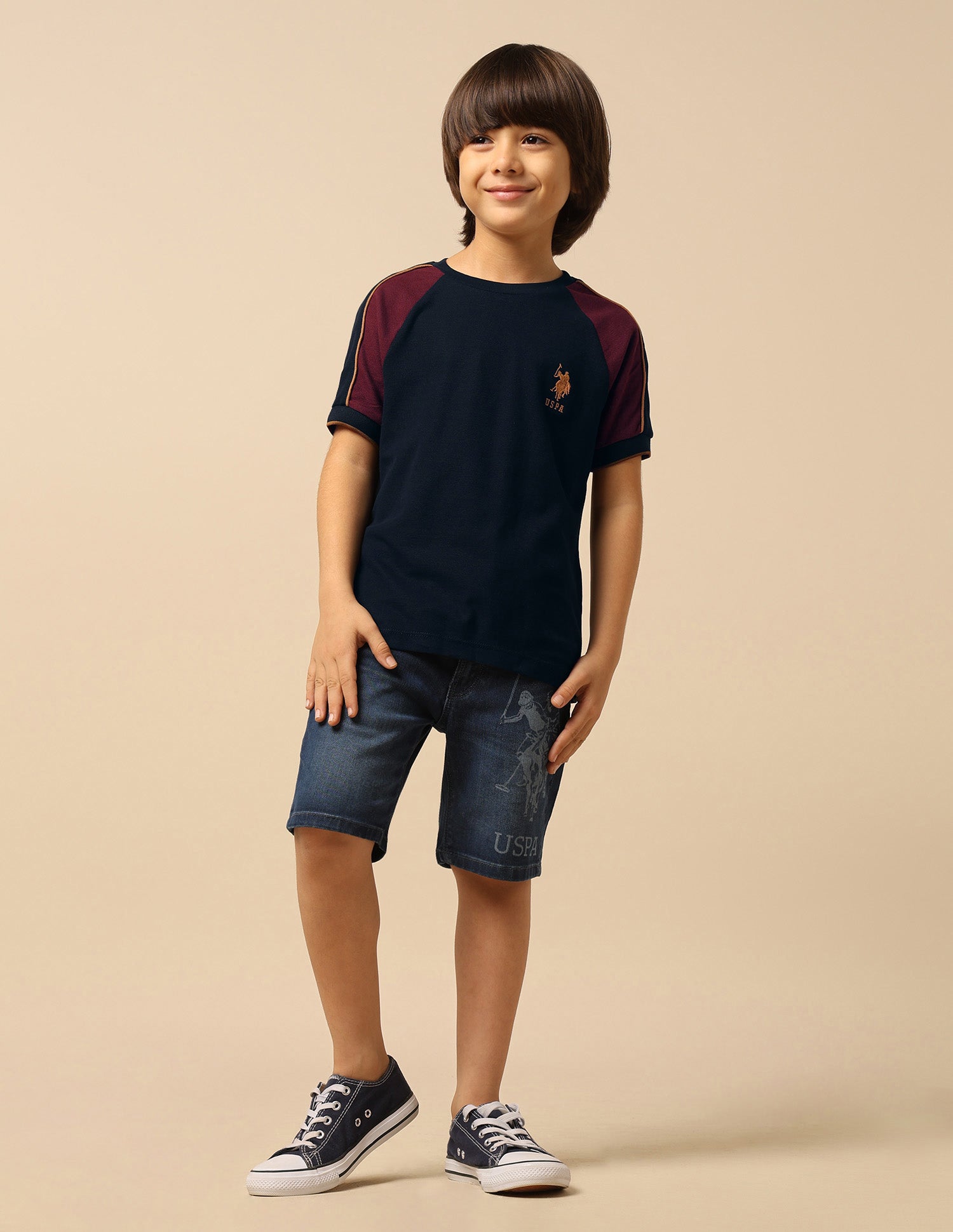 Boys Colour Blocked Regular Fit T-Shirt Navy - U.S. POLO ASSN. | Large