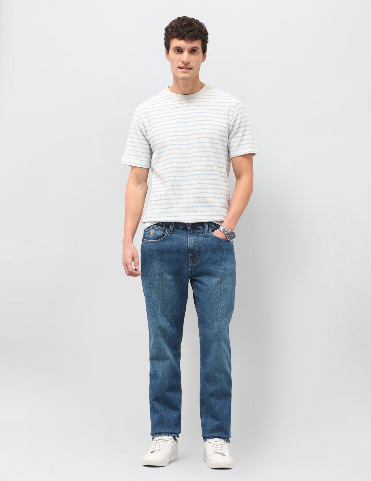 Harold Slim Straight Fit Blue Jeans Med Blue - U.S. Polo Assn. India | Large