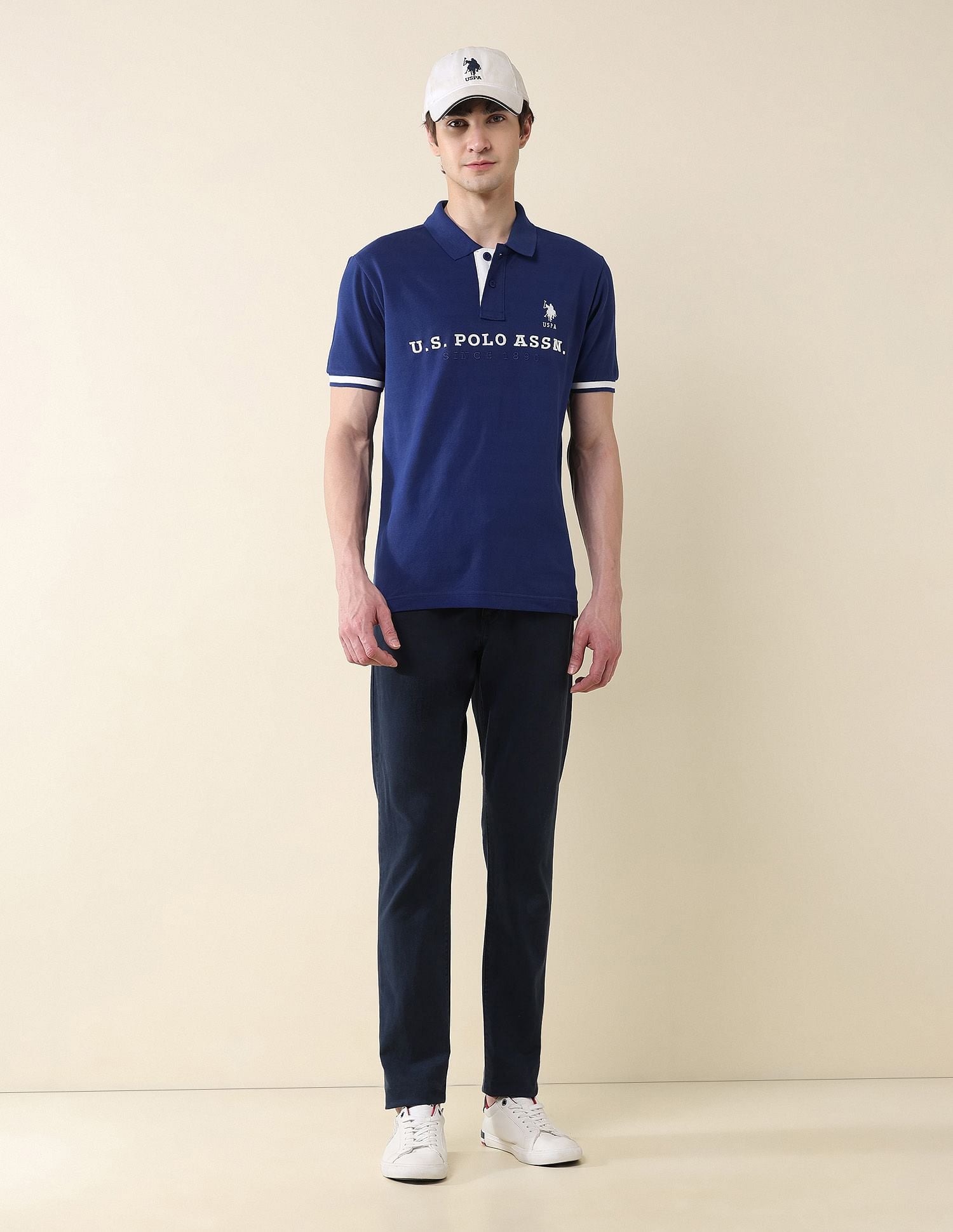 Slim Fit Brand Embroidered Polo Shirt Dark Blue - U.S. POLO ASSN. | Large