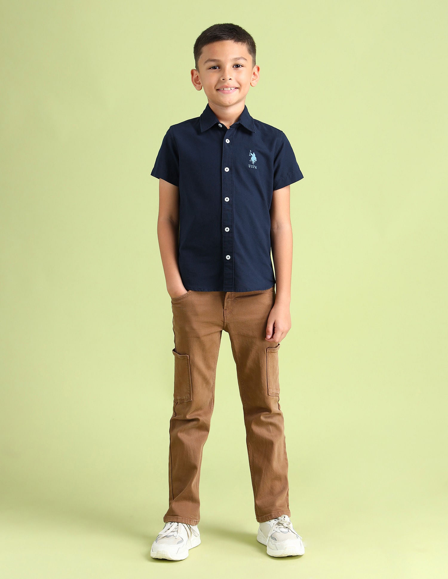 Dobby Regular Fit Solid Shirt Navy - U.S. POLO ASSN. | Large