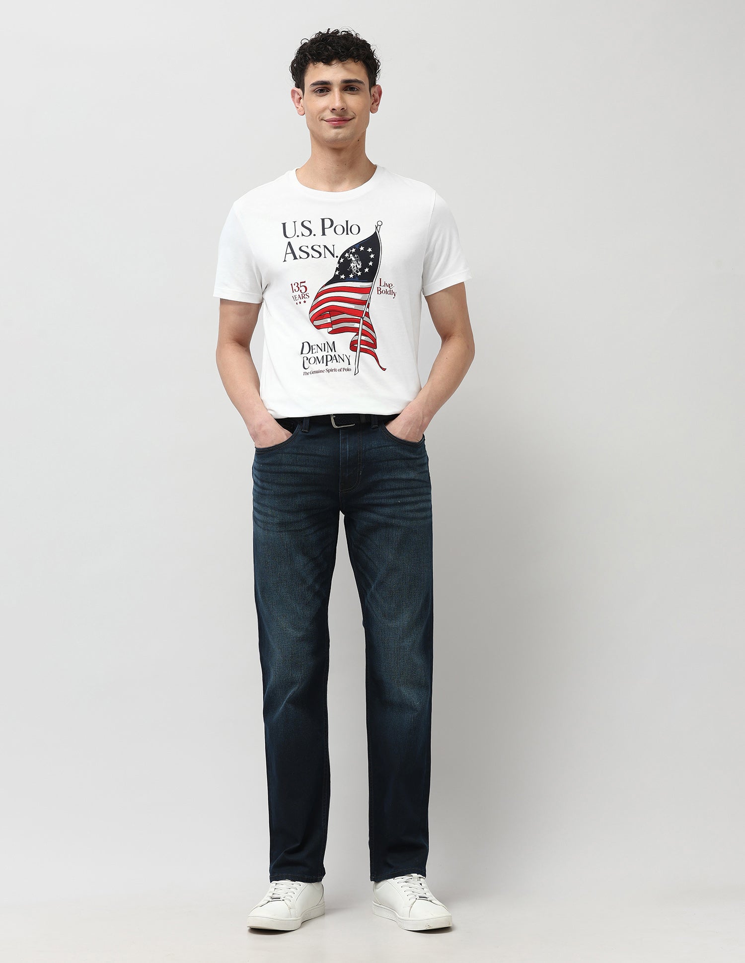 Pure Cotton Muscle Fit T-Shirt Ivory - U.S. POLO ASSN. | Large