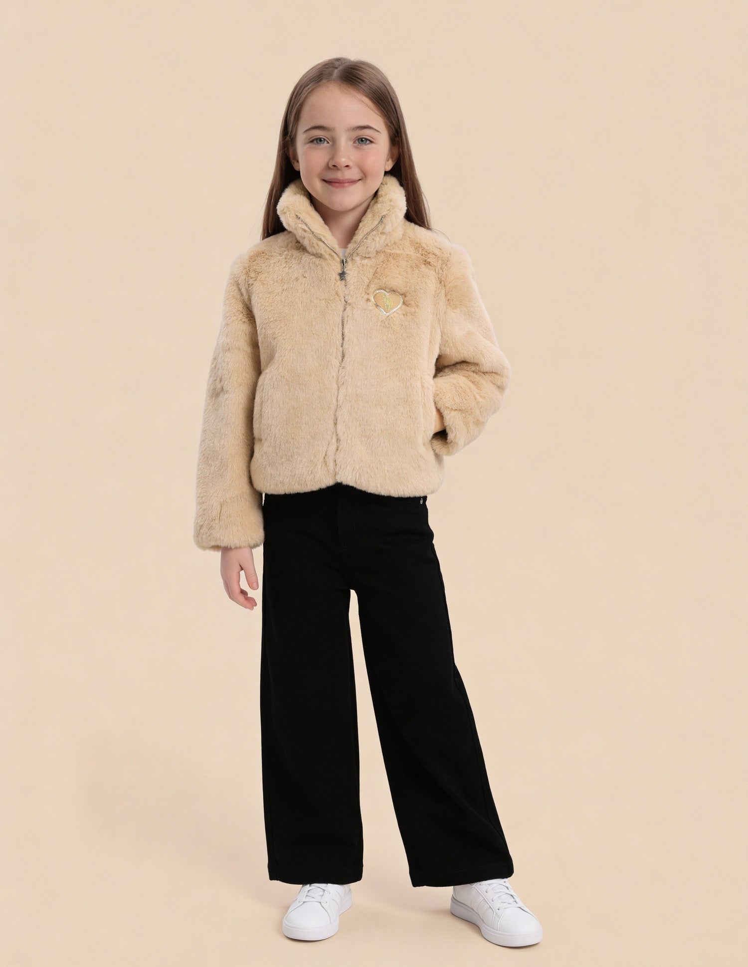 Girls Solid Comfort Fit Jacket Light Brown - U.S. Polo Assn. India | Large