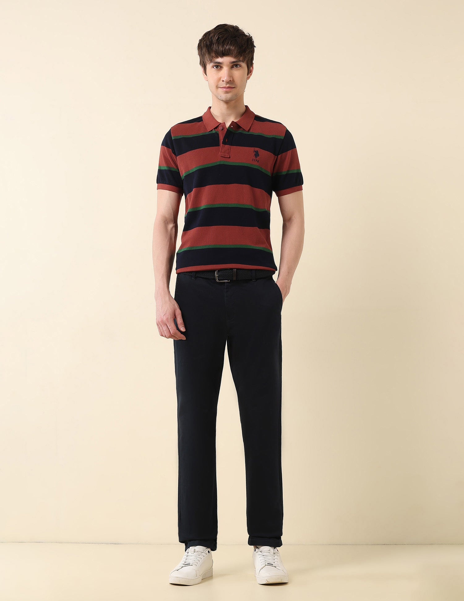 Horizontal Striped Gold Cup Polo Shirt Red - U.S. Polo Assn. India | Large